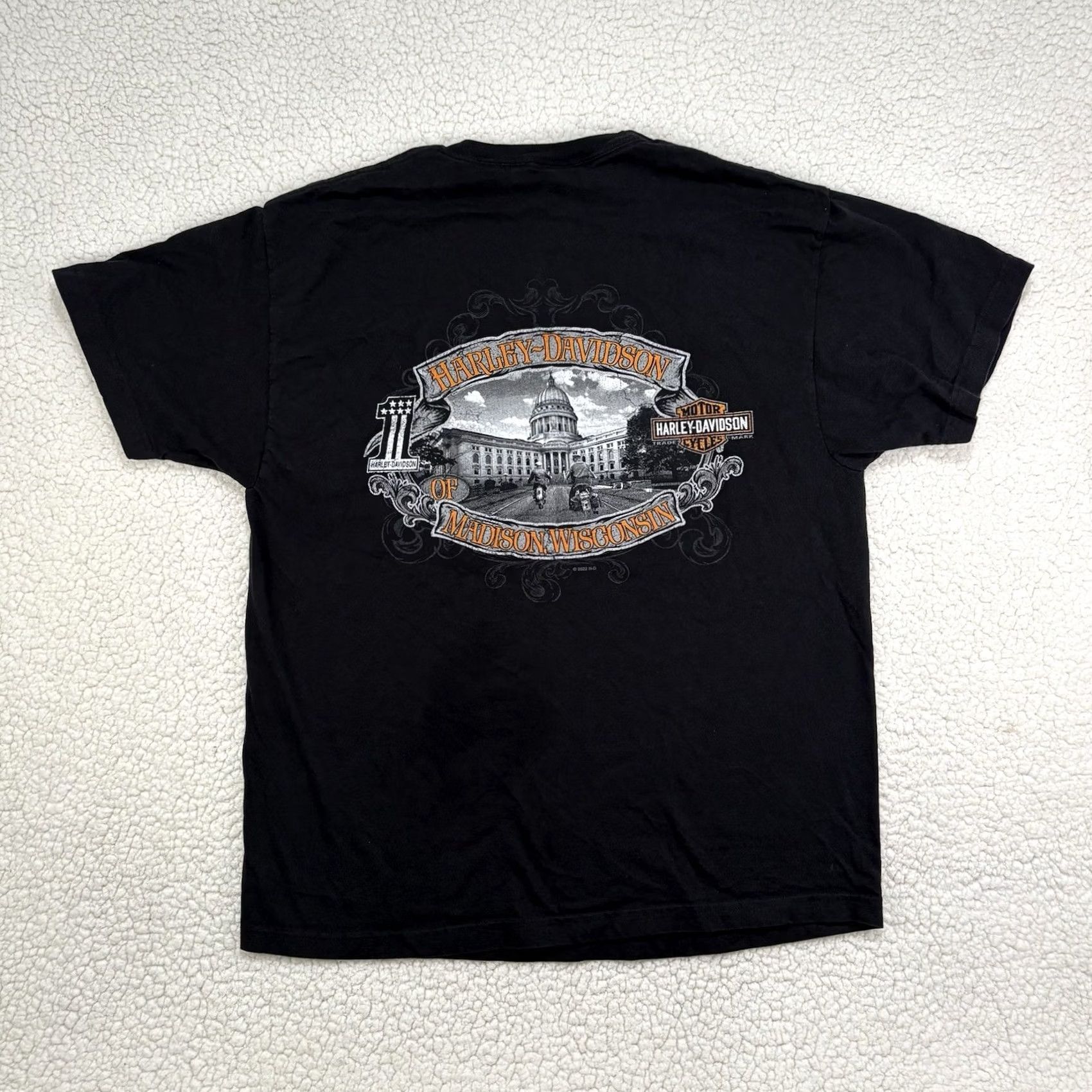 Harley Davidson HARLEY-DAVIDSON T-Shirt Men L Madison WI City Graphic Double-Sided Live Free Black Crew Neck Graphic Print Size US L / EU 52-54 / 3 - 5 Thumbnail