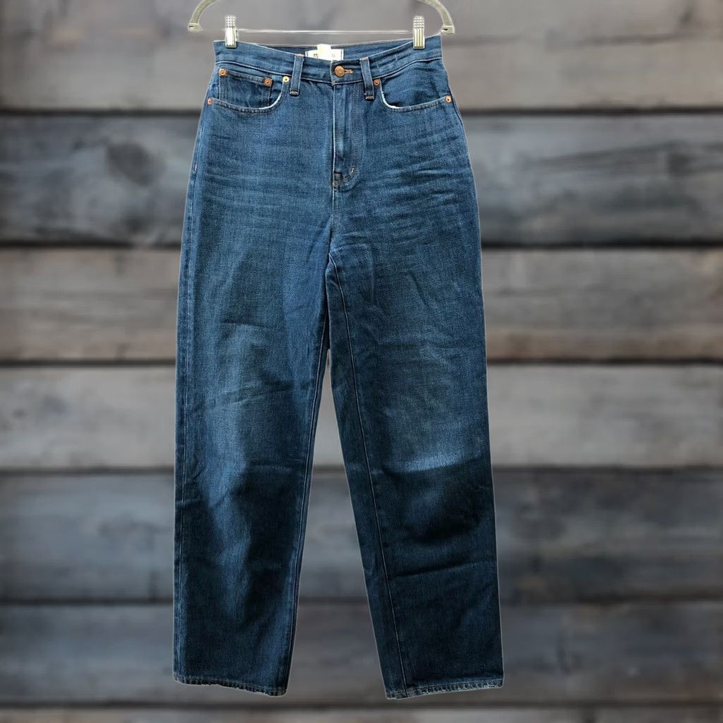 Madewell Madewell Baggy Straight Jeans Womens 26 Blue Dark Worn Indigo Wash High Rise Straight Mens Womens? Size 26" / US 2 / IT 38 - 1 Thumbnail