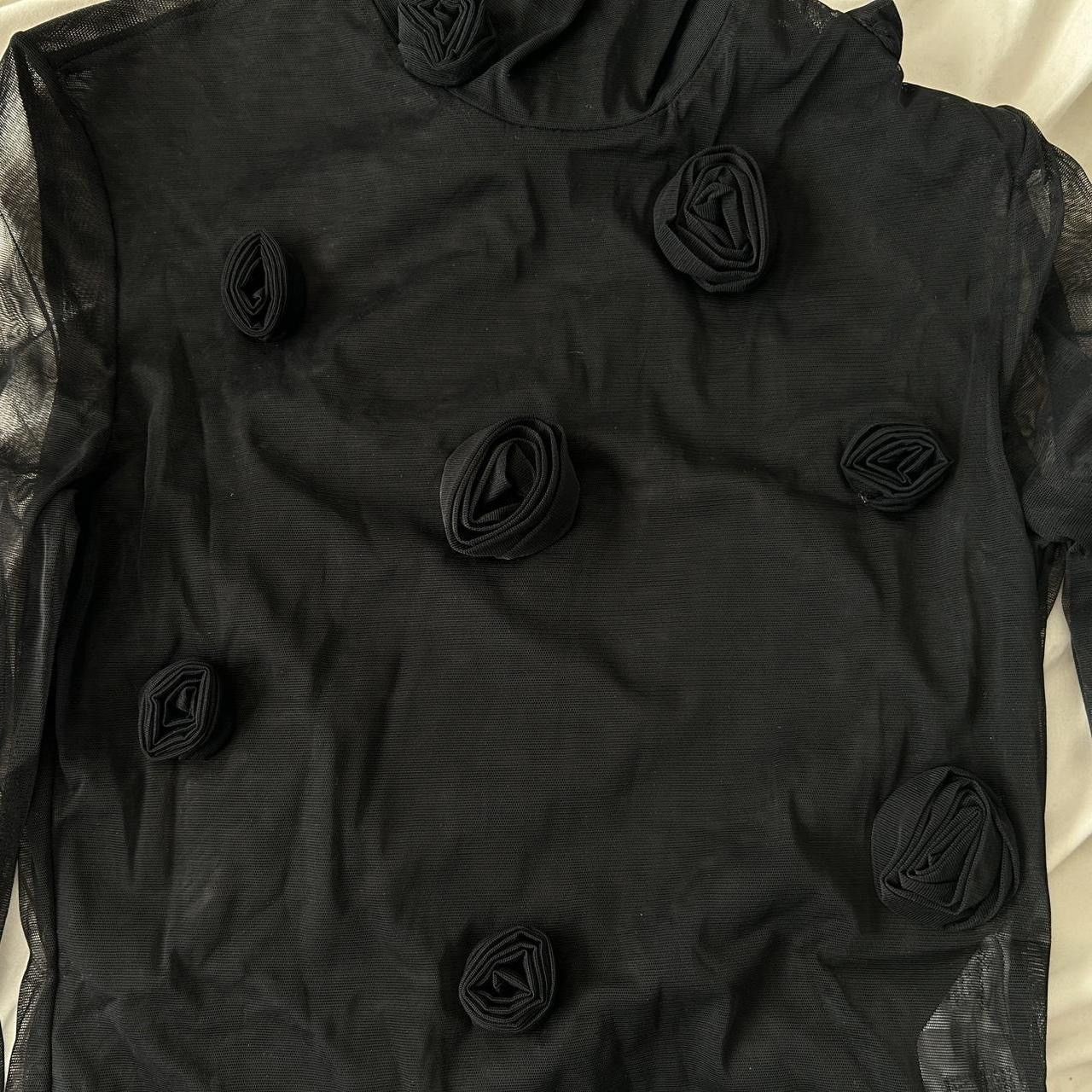 Blumarine Blumarine Floral-Appliqué Long Sleeve Mesh Top Size S / US 4 / IT 40 - 6 Thumbnail