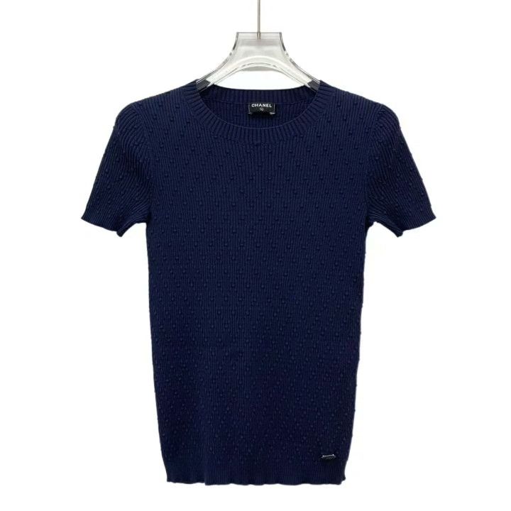 Chanel Chanel Dark Blue Double C Knit Top Size M / US 6-8 / IT 42-44 - 1 Thumbnail