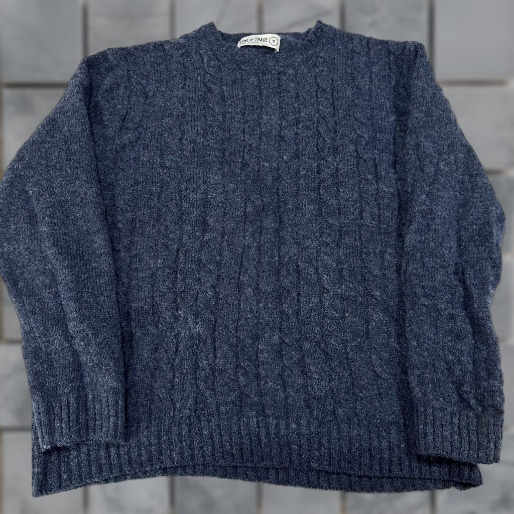 Vintage LINE OF TRADE Sweater Womens M Blue Cable Knit Crewneck Wool Knit Pullover Casual Womens M Blue Cable Knit Crewneck Wool Knit Pullover Size M / US 6-8 / IT 42-44 - 1 Thumbnail