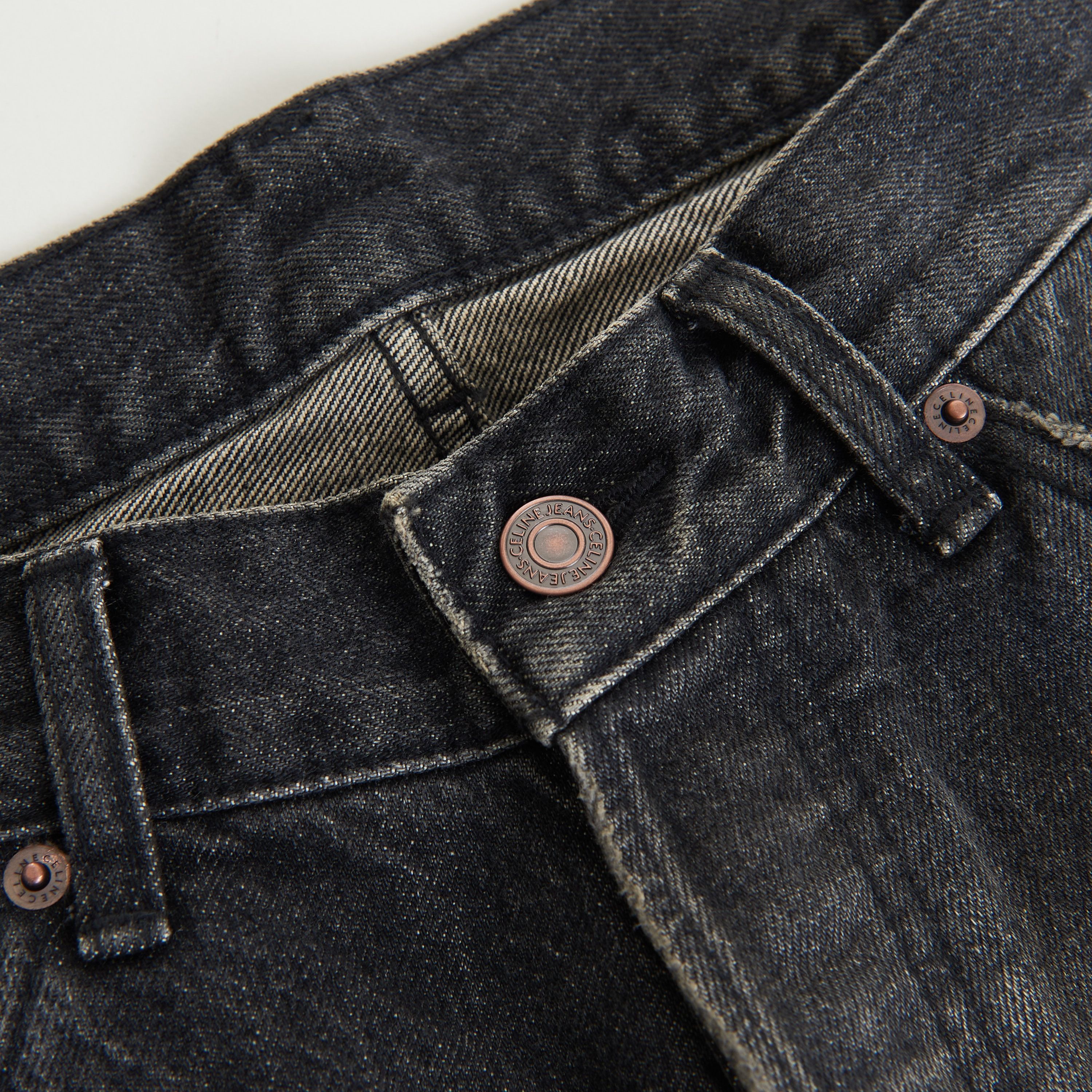 Celine × Hedi Slimane Wesley Jeans - Destroyed Black Paradiso Wash Denim, Low-Rise Size US 34 / EU 50 - 11 Thumbnail