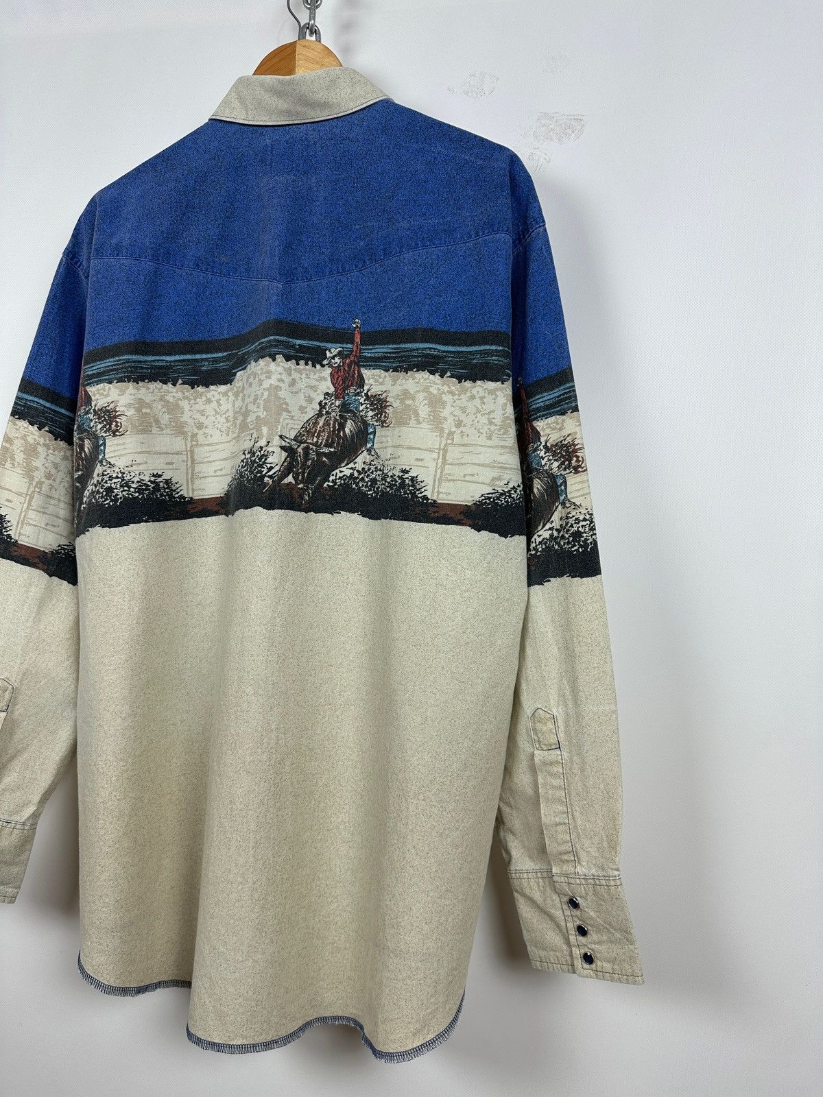 Vintage Vintage Wrangler Western Pearl Snap Horses Rodeo Shirt Size US XL / EU 56 / 4 - 15 Thumbnail
