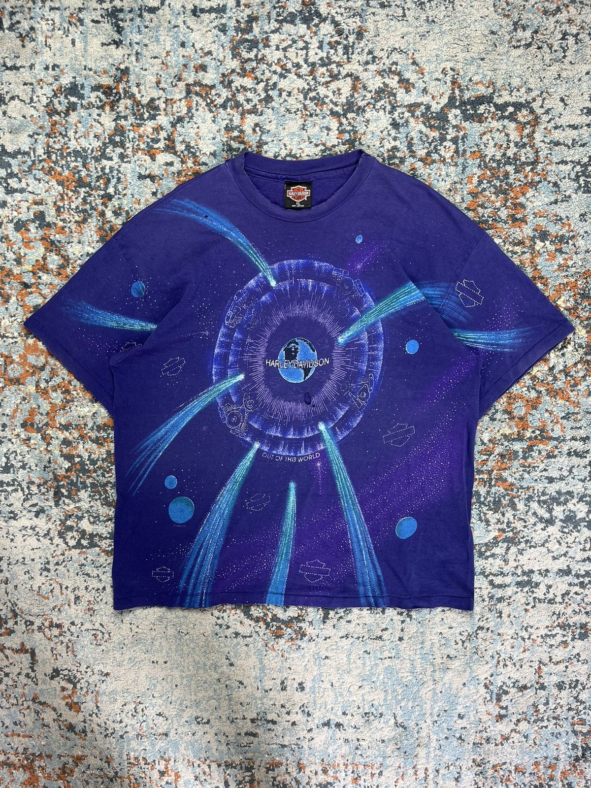 Harley Davidson × Vintage Vintage 1995 Harley Davidson all over print tee rare grail Size US XL / EU 56 / 4 - 1 Thumbnail