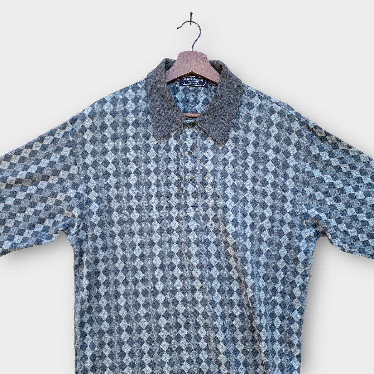 Burberry VINTAGE 90s BURBERRYS USA ARGYLE KNIT POLO SHIRT Size US M / EU 48-50 / 2 - 3 Thumbnail