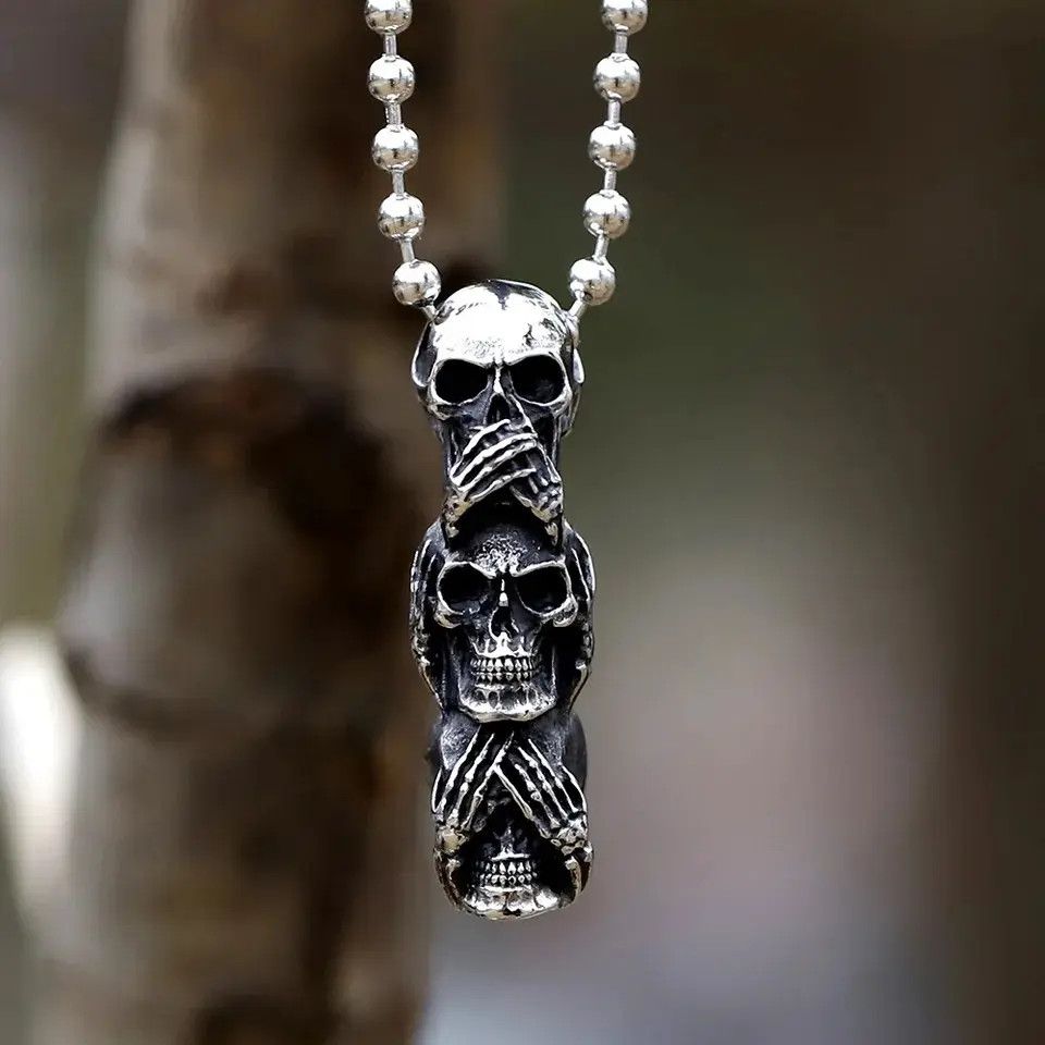 Jewelry Rock Cool Skeleton Pendant Necklace Size ONE SIZE - 1 Thumbnail