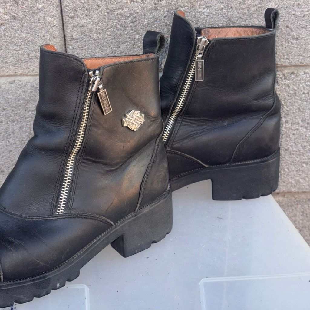 Harley Davidson Harley-Davidson Leather Chunky Double Zip Ankle Boots Size 9 Size US 9 / IT 39 - 7 Thumbnail