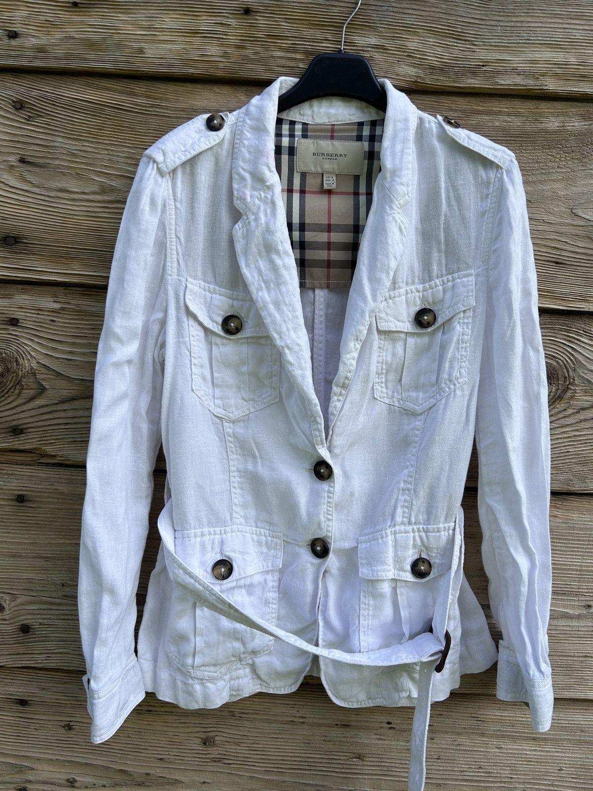 ジャケット・アウター vintage BURBERRY LONDON linen jkt Burberry Vintage Burberry London Linen Belted Light Jacket