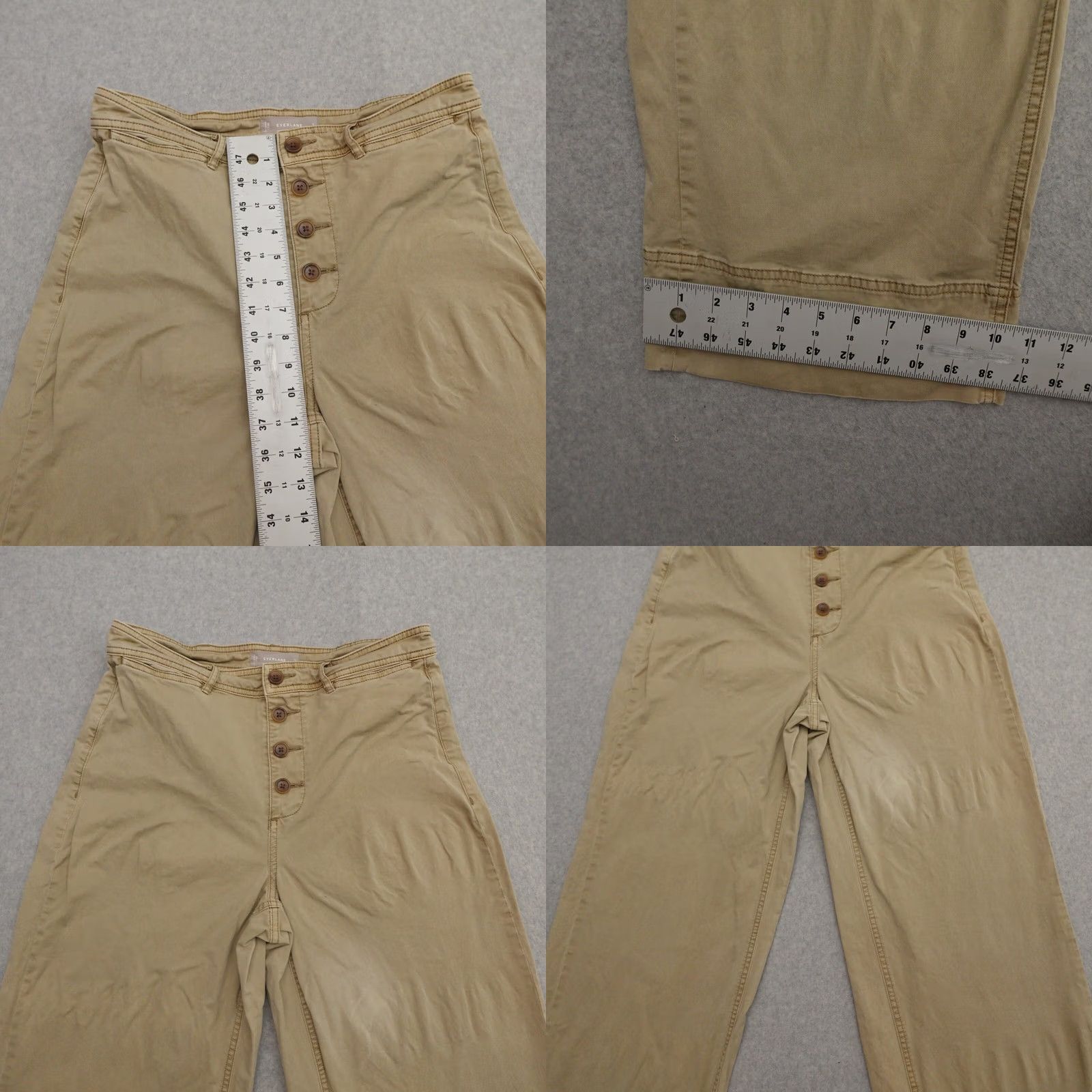 Everlane Everlane Jeans Womens 8 Wide-Leg Khaki Baggy Fit Button Fly 100% Linen Beige Chinos Pants Size 30" / US 8 / IT 44 - 8 Thumbnail