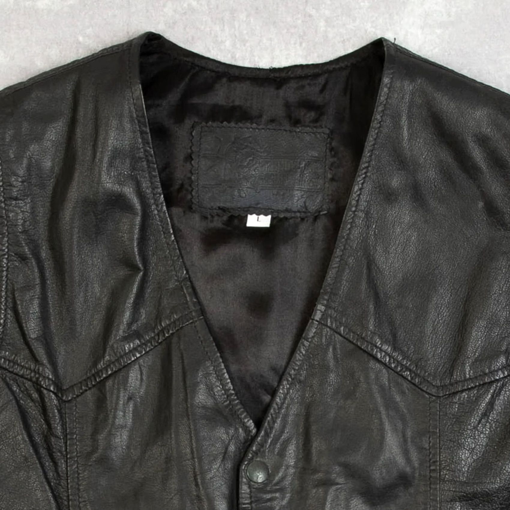 Camel Vintage Men's 1990s Unbranded Leather Vest Jacket Black Large Size US L / EU 52-54 / 3 - 3 Thumbnail