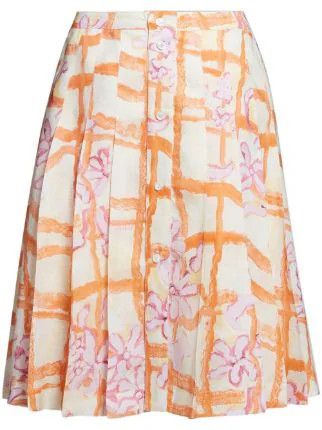 image of Marni O1W1Db10524 Floral Print Mini Skirt In Orange, Women's (Size 30)