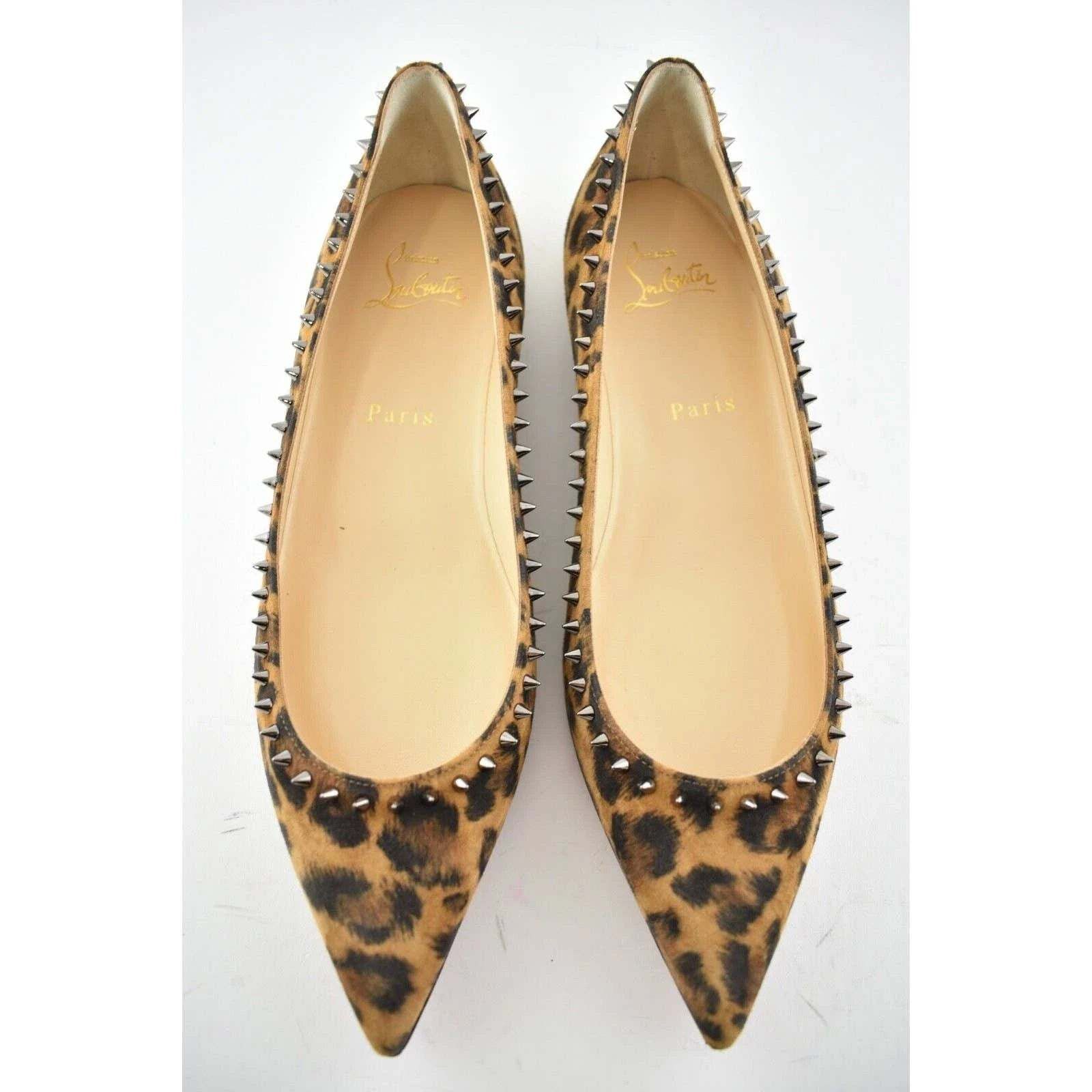 Christian Louboutin Christian Louboutin Anjalina Flat Leopard Black Brown Spike Size US 8 / IT 38 - 7 Thumbnail
