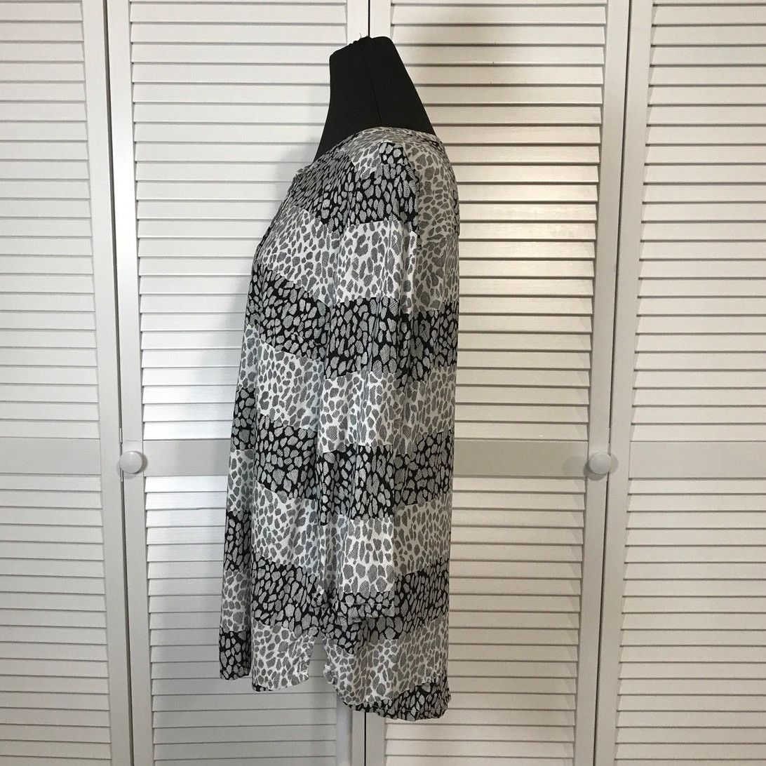 Liz Claiborne Liz Claiborne Studio Gray Striped Leopard Tunic Blouse L Size L / US 10 / IT 46 - 2 Thumbnail