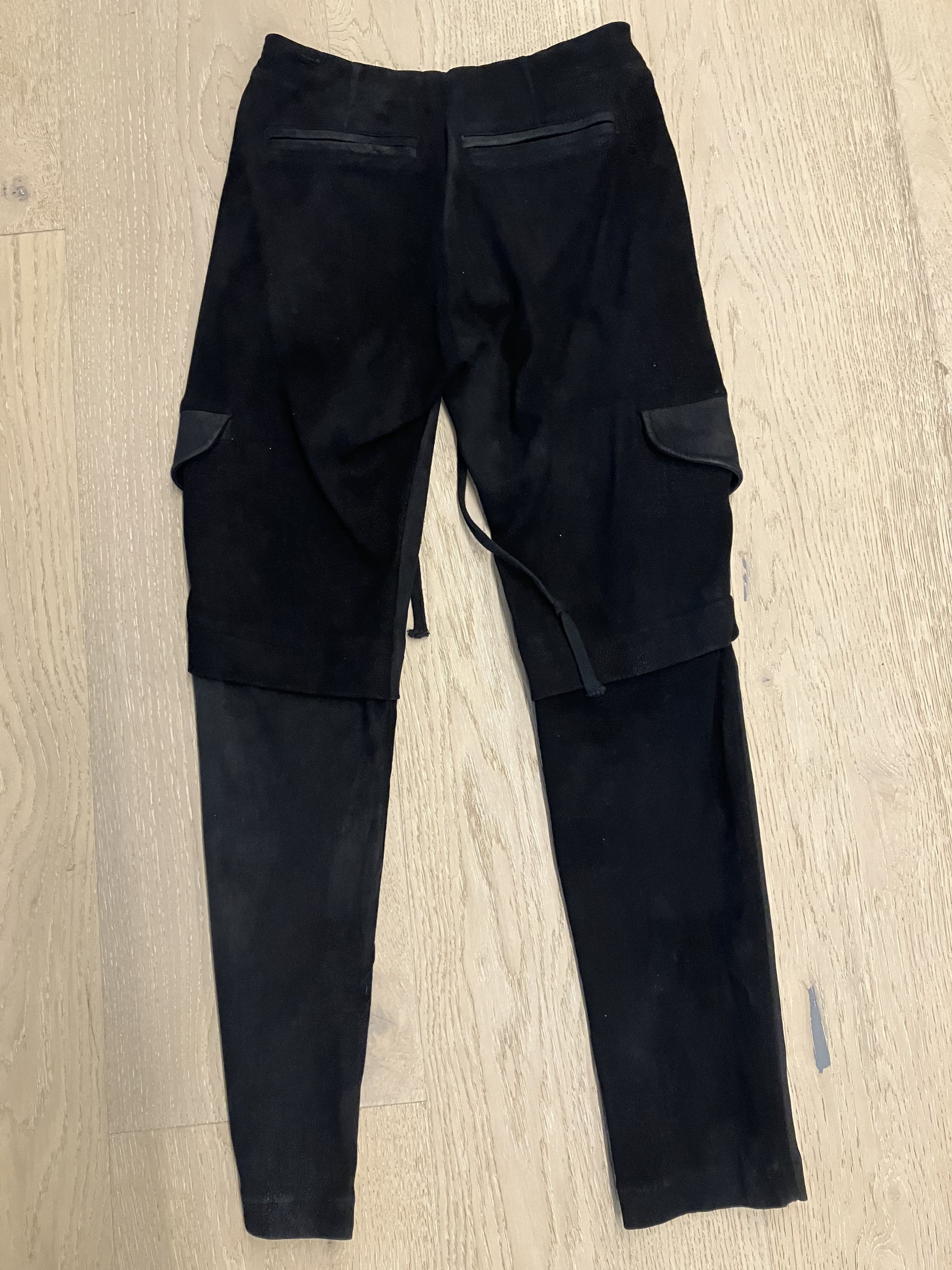 Greg Lauren $1800 Greg Lauren Black Leather Stretch Cargo Pant Size 0 Size US 28 / EU 44 - 2 Thumbnail
