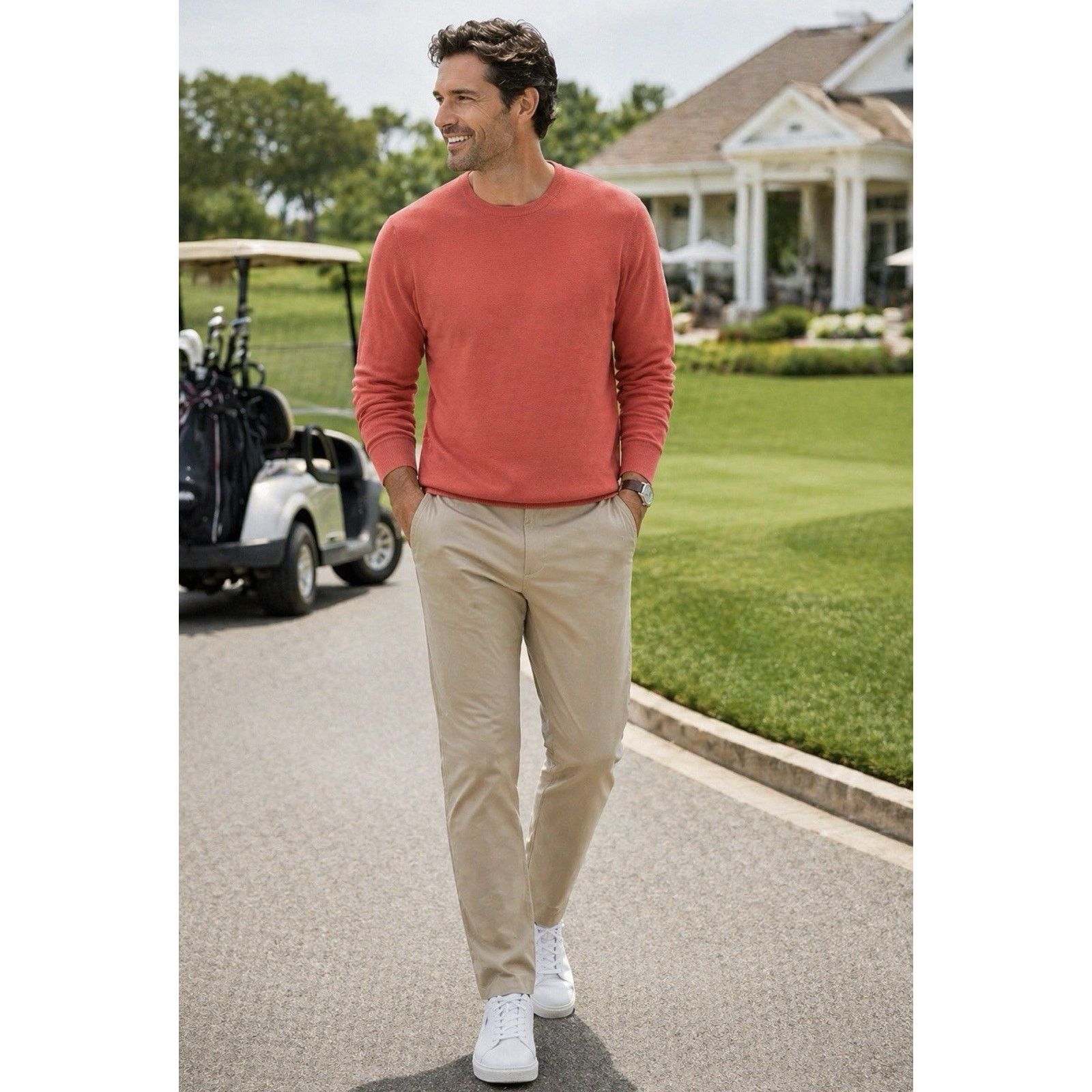 Izod NWT IZOD Men’s XL Coral Orange 100% Cotton Textured Knit Size US XL / EU 56 / 4 - 1 Thumbnail