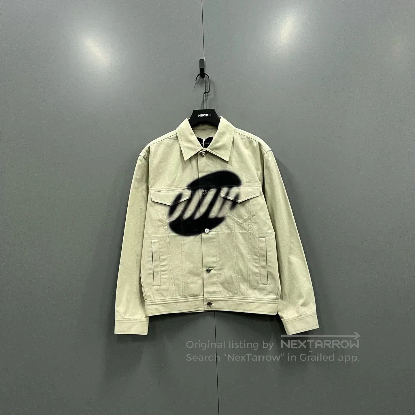 WE11DONE geometric print denim jacket in beige. Size US XS / EU 42 / 0 - 1 Thumbnail