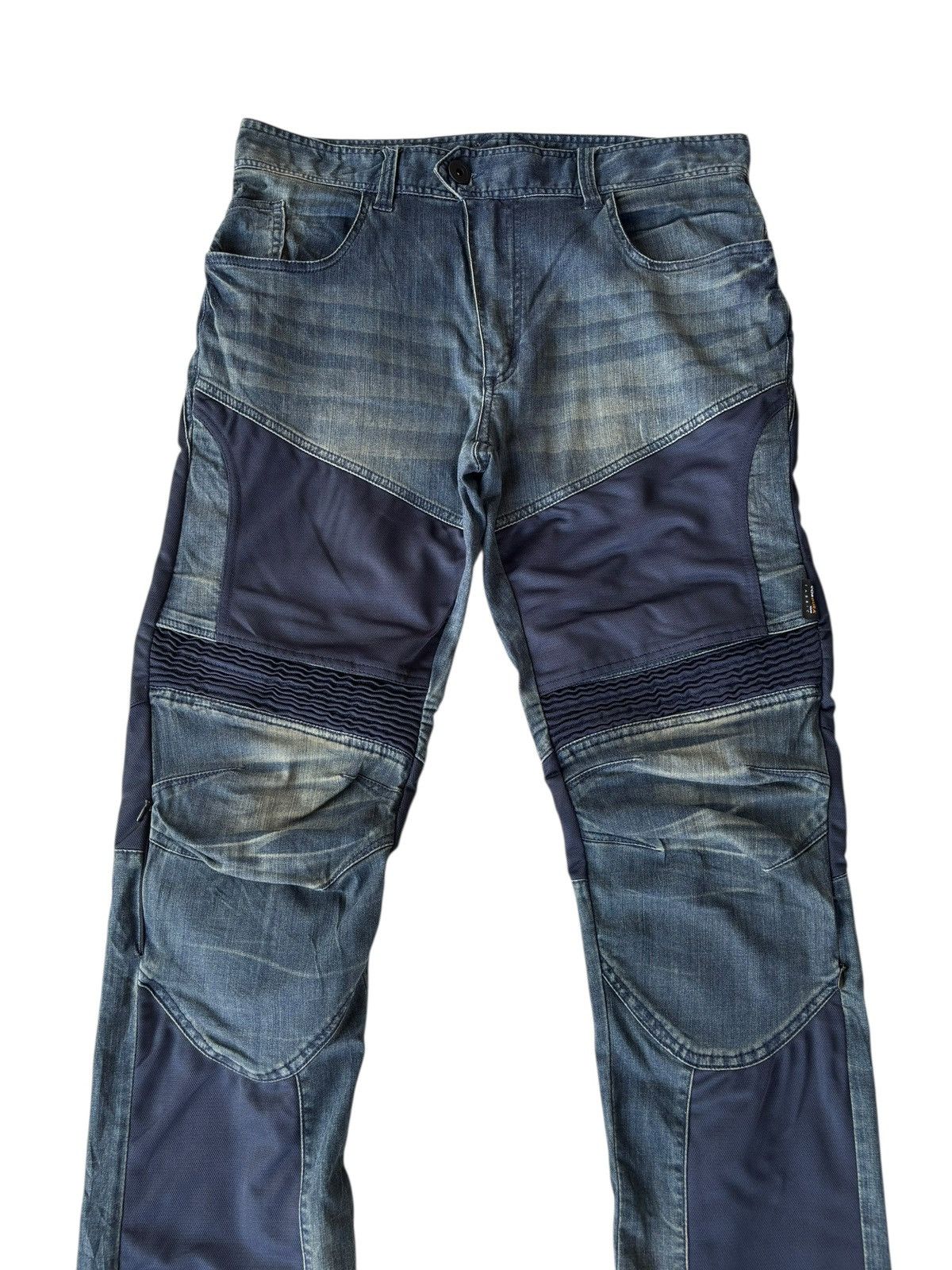 Issey Miyake 💥Vintage Moto Biker Jeans Reinforced Knee Panels Size US 32 / EU 48 - 3 Thumbnail