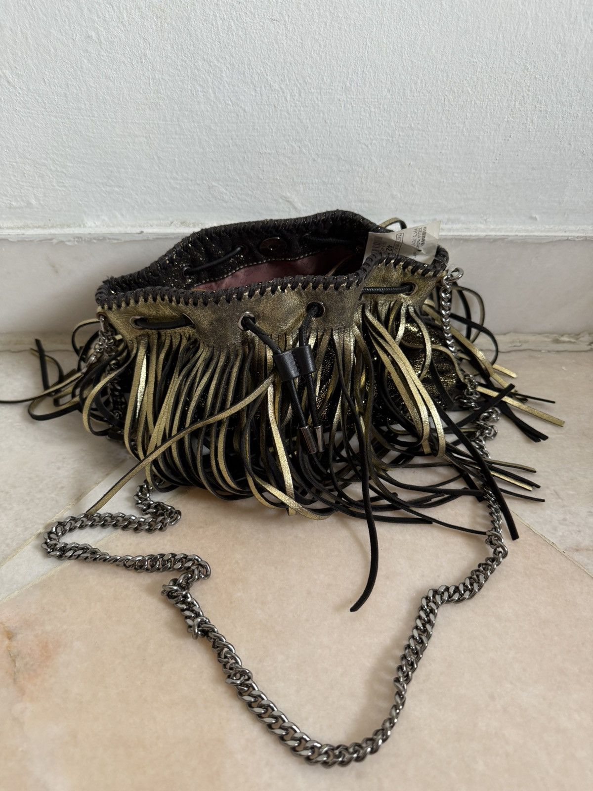 Stella McCartney Stella McCartney Gold Faux Leather Mini Fringe Falabella bag Size ONE SIZE - 10 Thumbnail