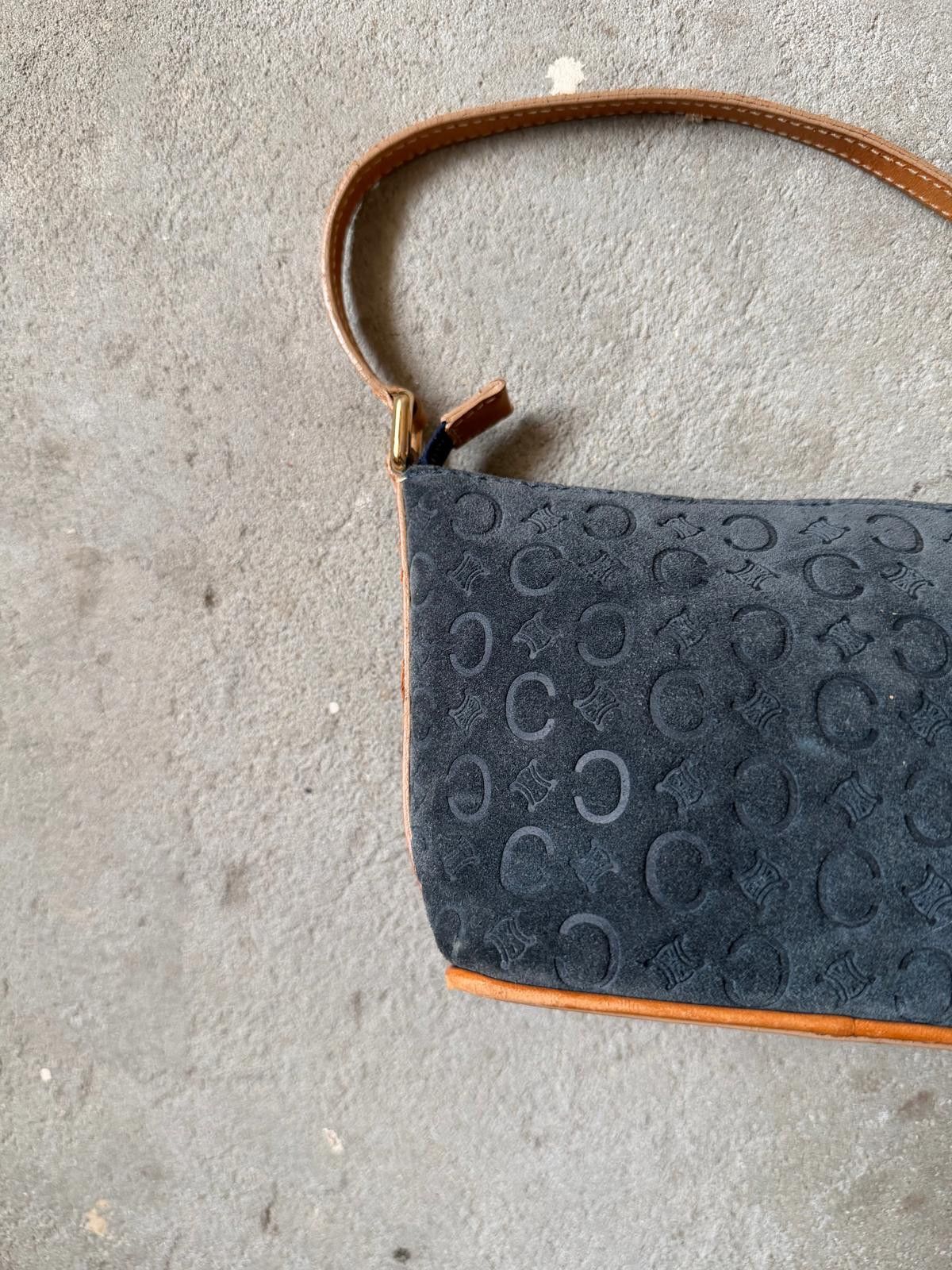 Celine Celine C Macadam Suede Mini Shoulder Bag Navy/Beige Size ONE SIZE - 3 Thumbnail