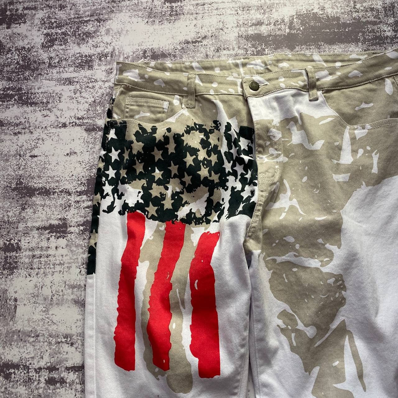 Vintage Vintage Slim USA Flag Pants Japanese All Over Print Hype Y2K Size US 36 / EU 52 - 3 Thumbnail