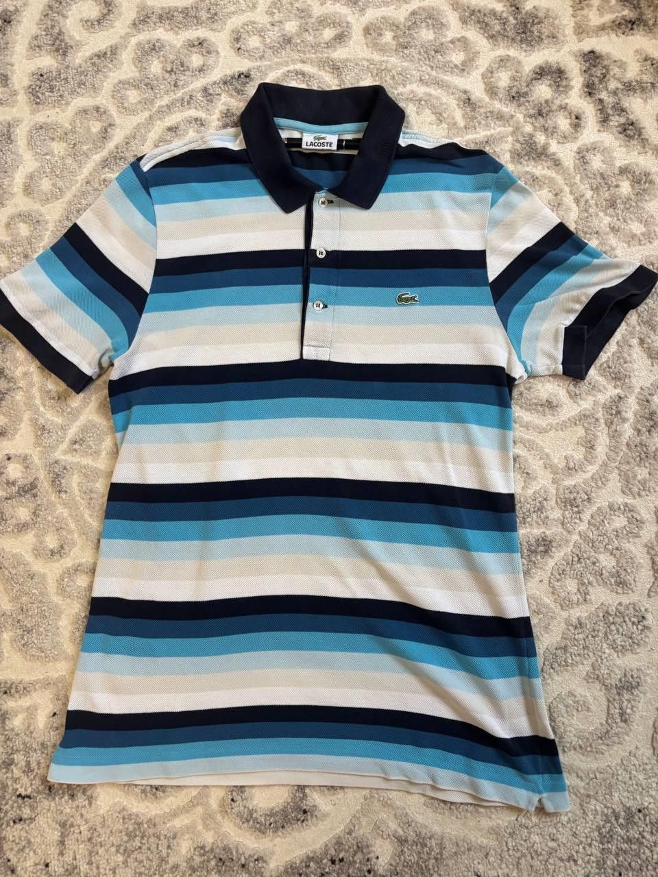 Lacoste Lacoste Striped Polo Shirt Blue / Navy / White – Size 3 Size US M / EU 48-50 / 2 - 1 Thumbnail