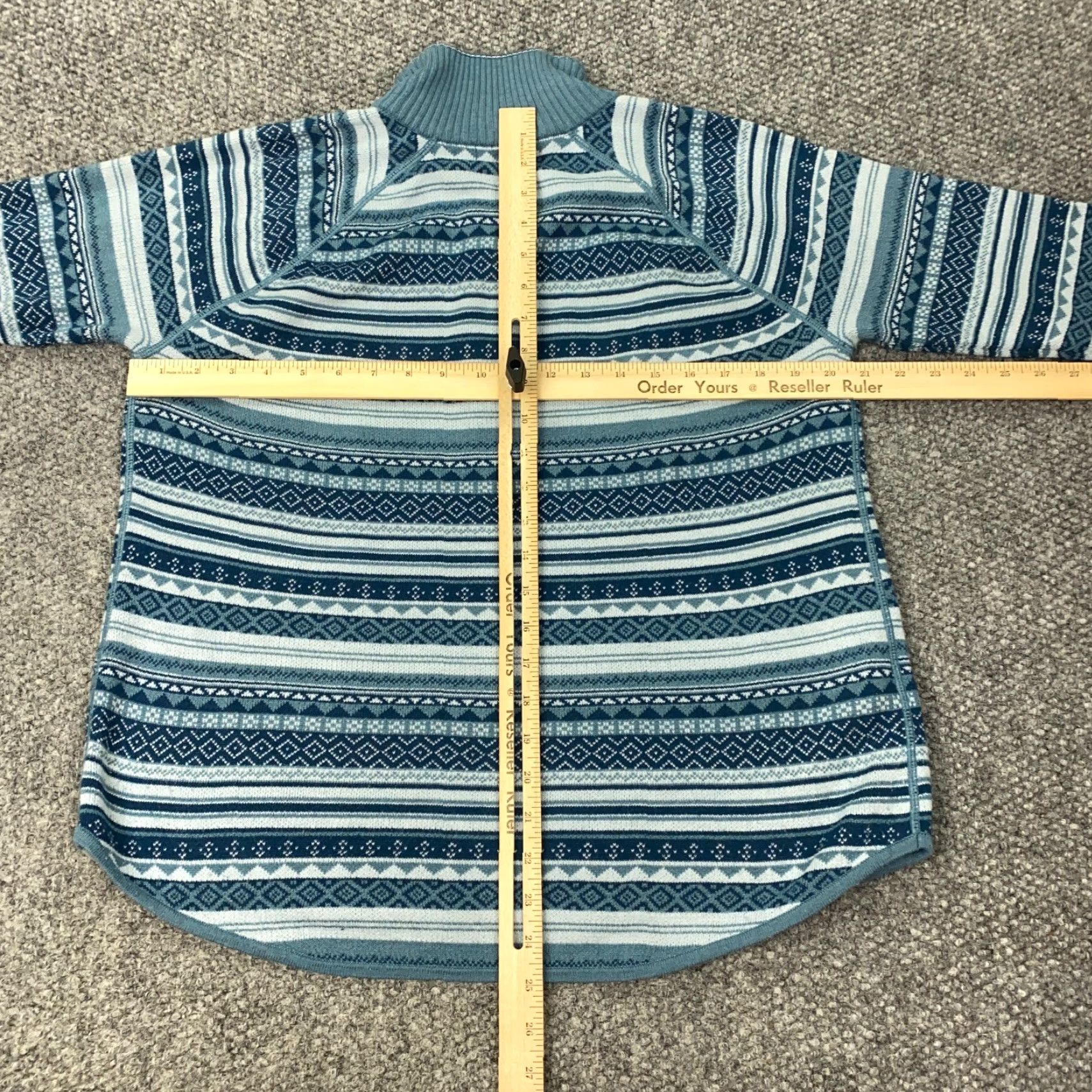 Eddie Bauer Eddie Bauer Sweater Womens Large Blue Fair Isle Striped 1/4 Zip Mock Neck Pullover Casual Size L / US 10 / IT 46 - 5 Thumbnail