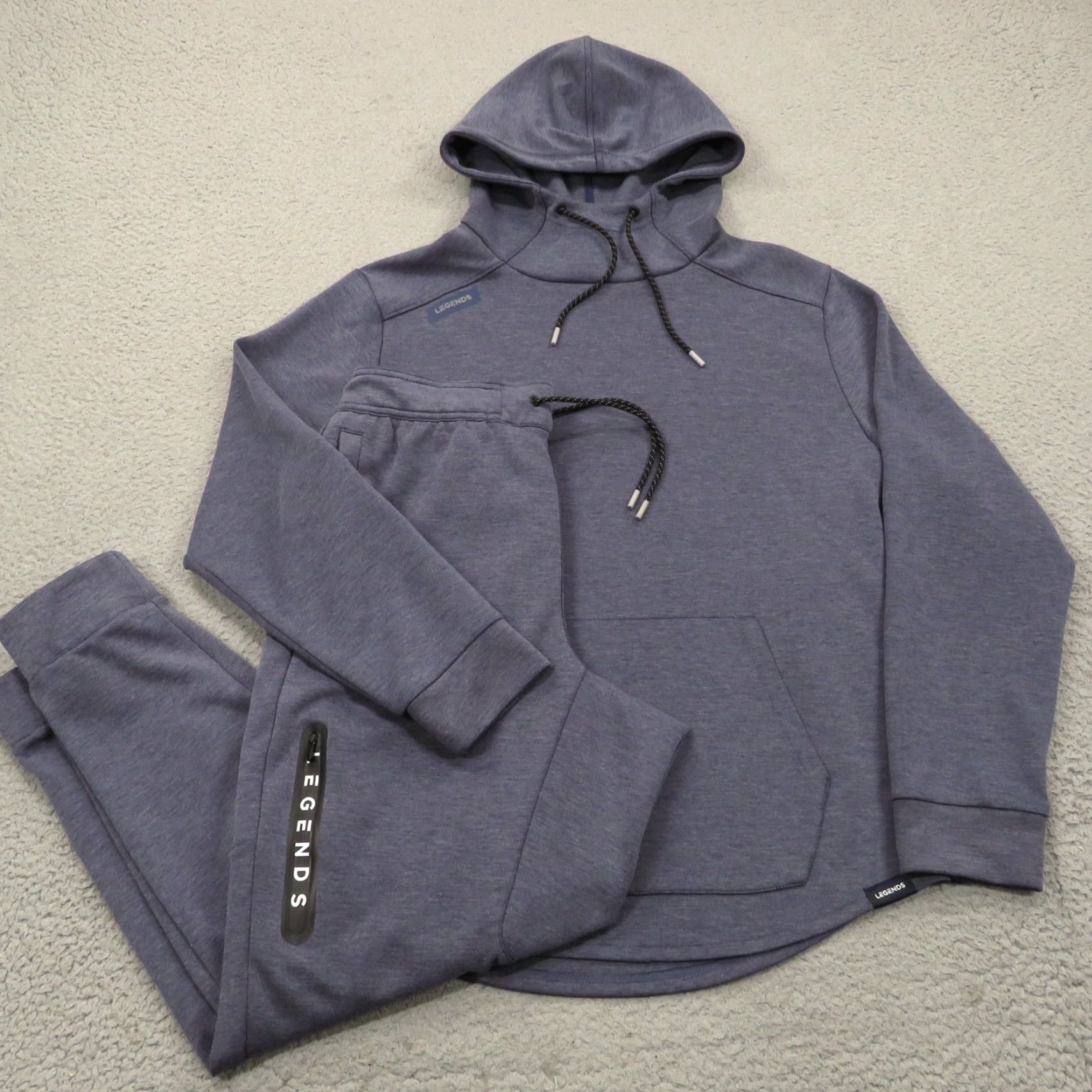 Vintage Legends Hawthorne Track Sweat Suit Men Large Hoodie Jogger Pant Hooded Tech Knit Jacket Set Includes Activewear 2 Piece Blue Modern Sports Size US L / EU 52-54 / 3 - 2 Thumbnail