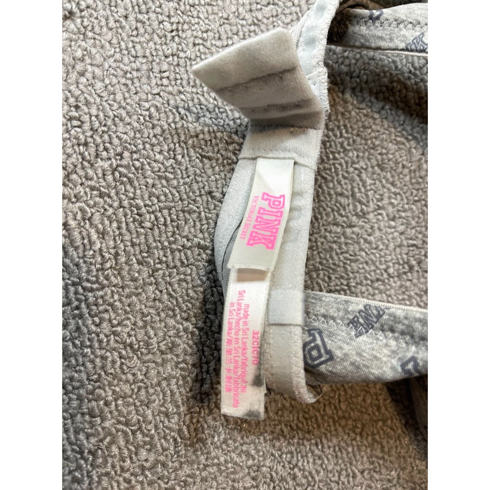 Victoria's Secret Victoria's Secret Bra Shirt Strapless 32C Padded Pink Logo All Over Print Women Women 32C Underwired T-Shirt Bra Size ONE SIZE - 3 Thumbnail