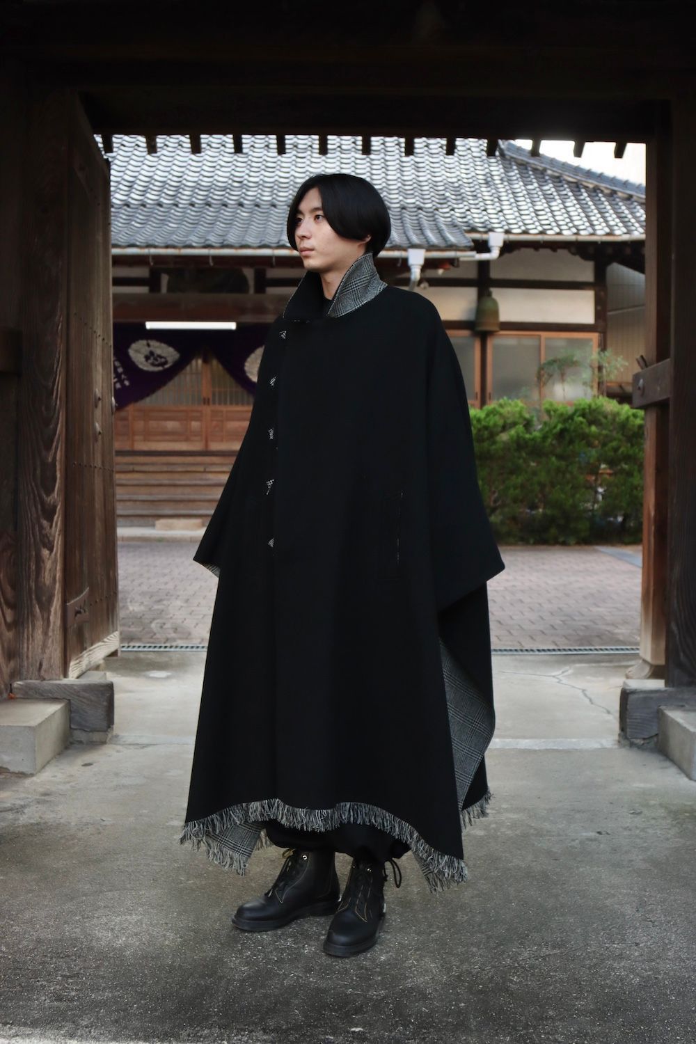 Yohji Yamamoto Yohji Yamamoto Pour Homme - Tweed Check Scrap Cape Coat Size US S / EU 44-46 / 1 - 5 Thumbnail