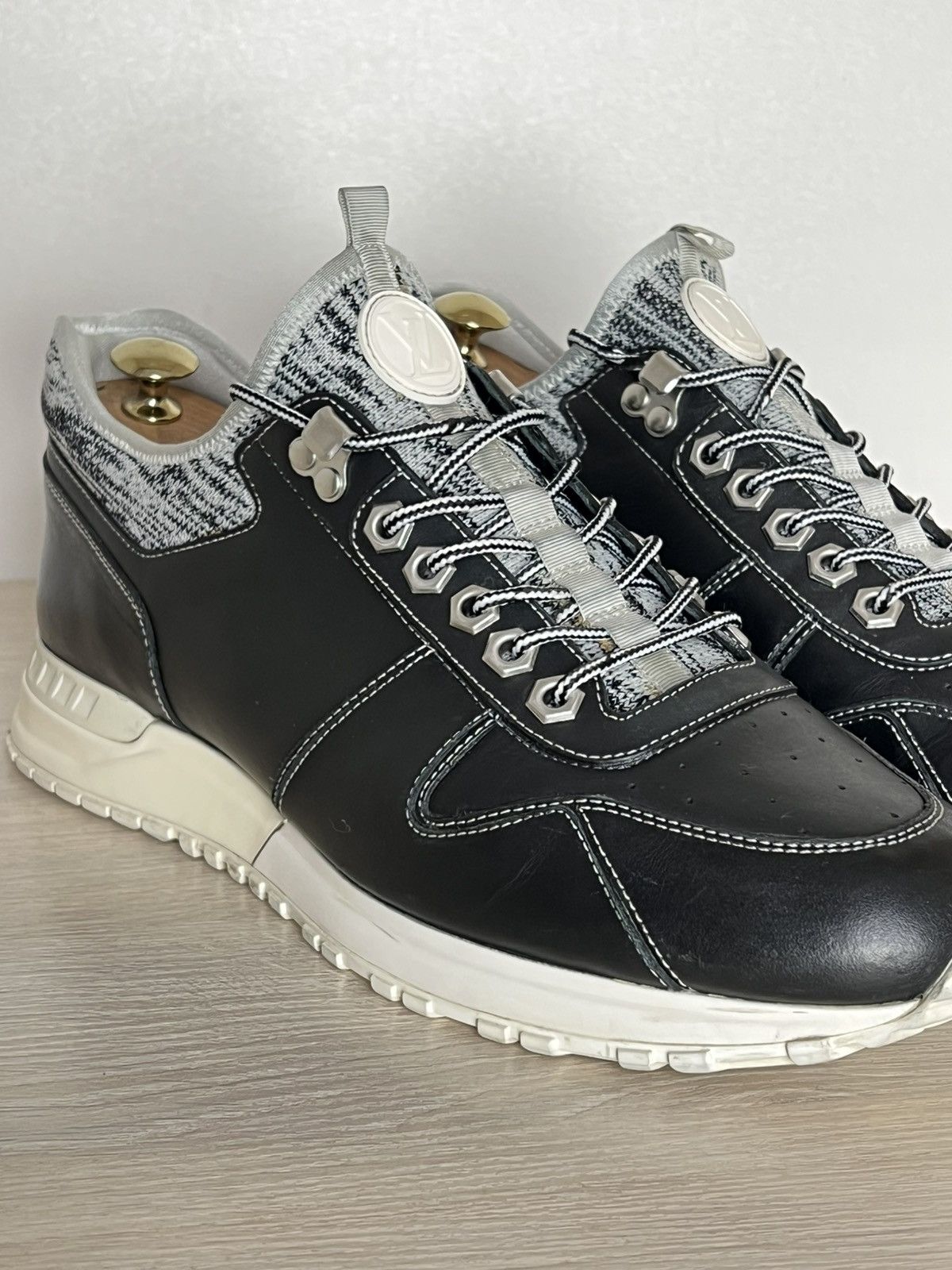 Louis Vuitton Louis Vuitton Black Leather Knit Technical Runner Sneakers Size US 8.5 / EU 41-42 - 8 Thumbnail