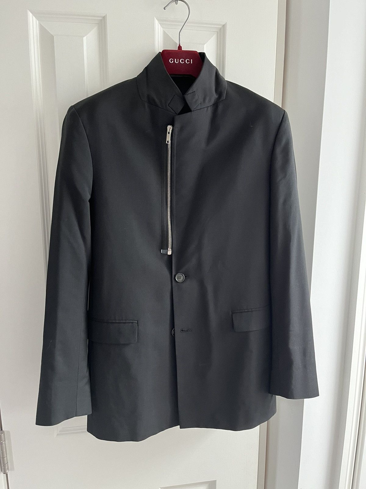 KRIS VAN ASSCHE Zip Up Wool Tailored Jacket Black 44 Used