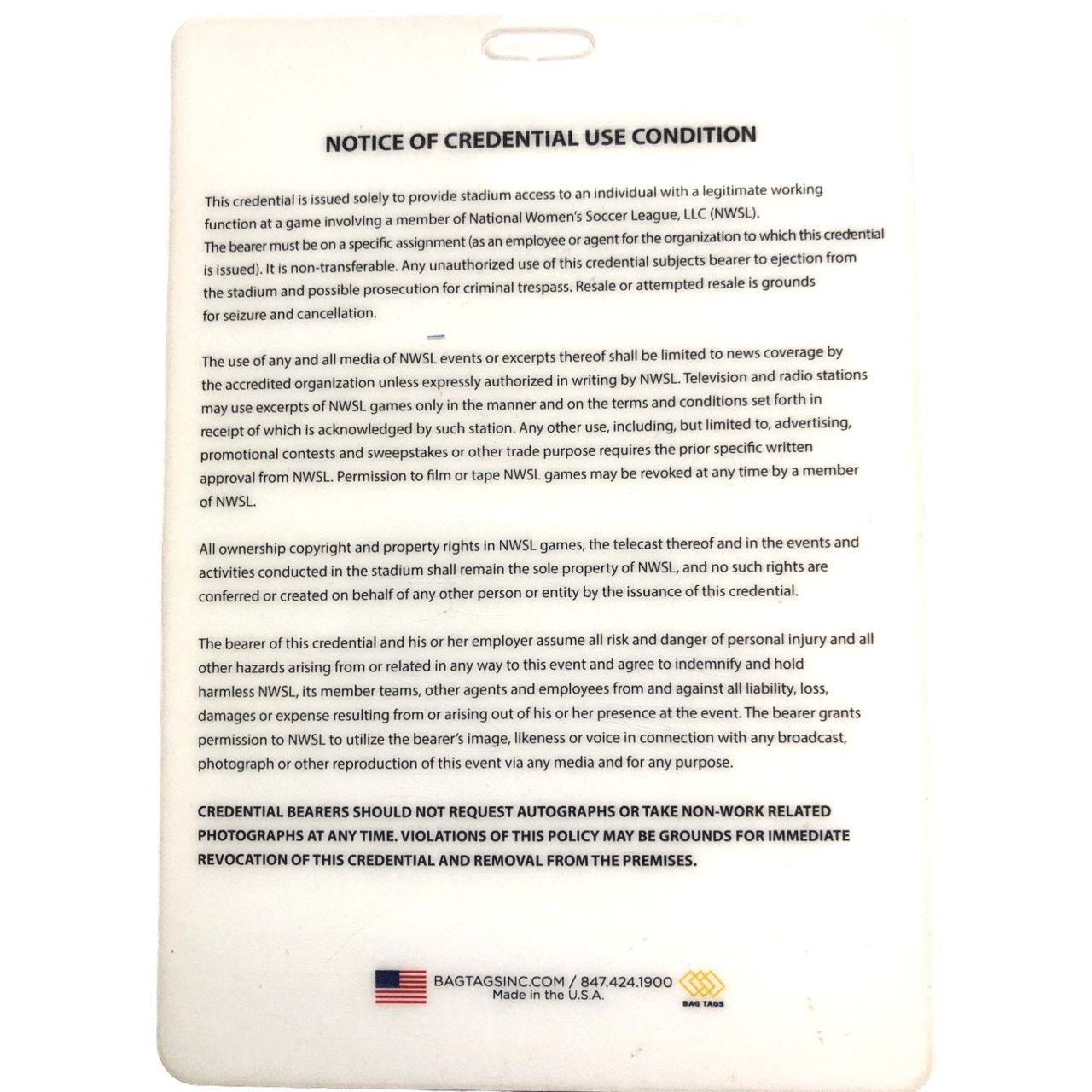 Other Boston Breakers 2015 NWSL Volunteer Credentials Card Size ONE SIZE - 3 Thumbnail