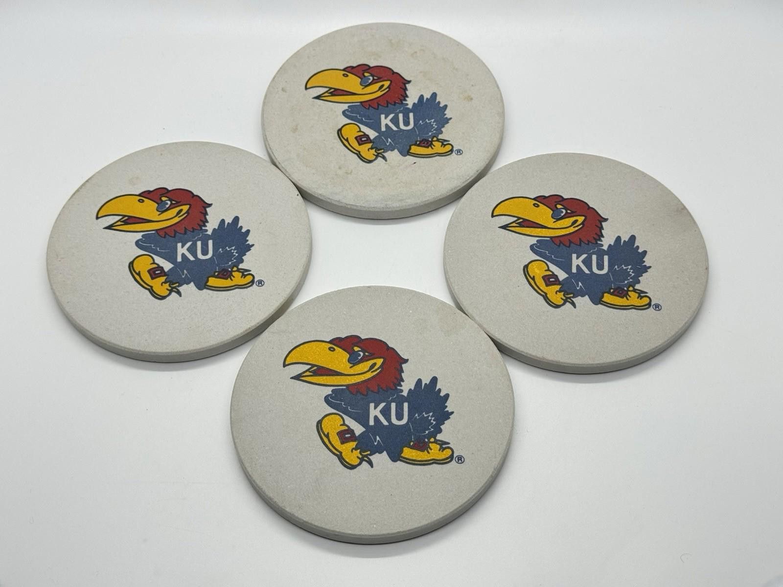 Designer Vintage Kansas Jayhawks Ceramic Coasters - Set of 4 Size ONE SIZE - 1 Thumbnail