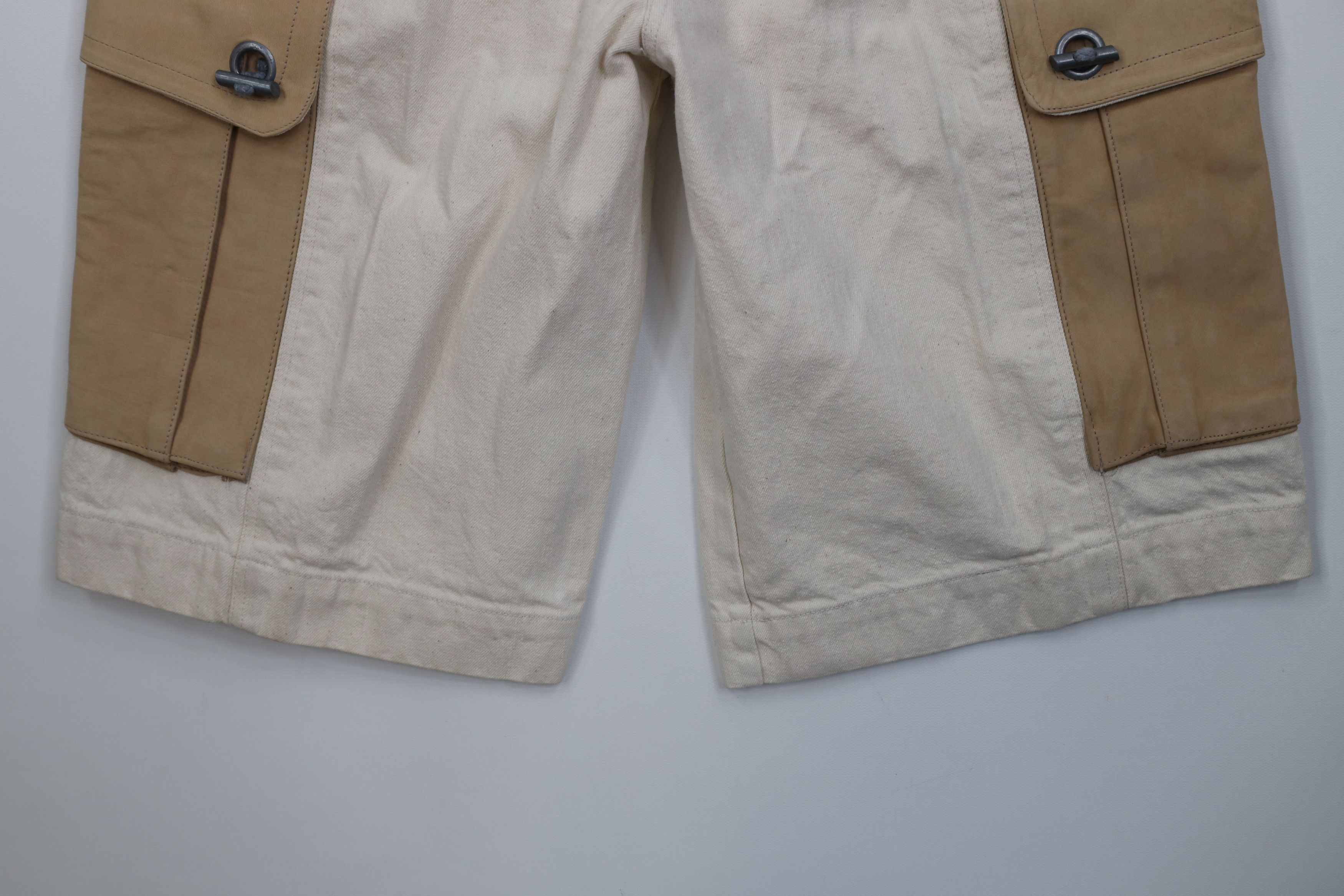 Vintage Deadstock Vintage 90s Streetwear Leather Trim Cargo Shorts Size US 32 / EU 48 - 4 Thumbnail