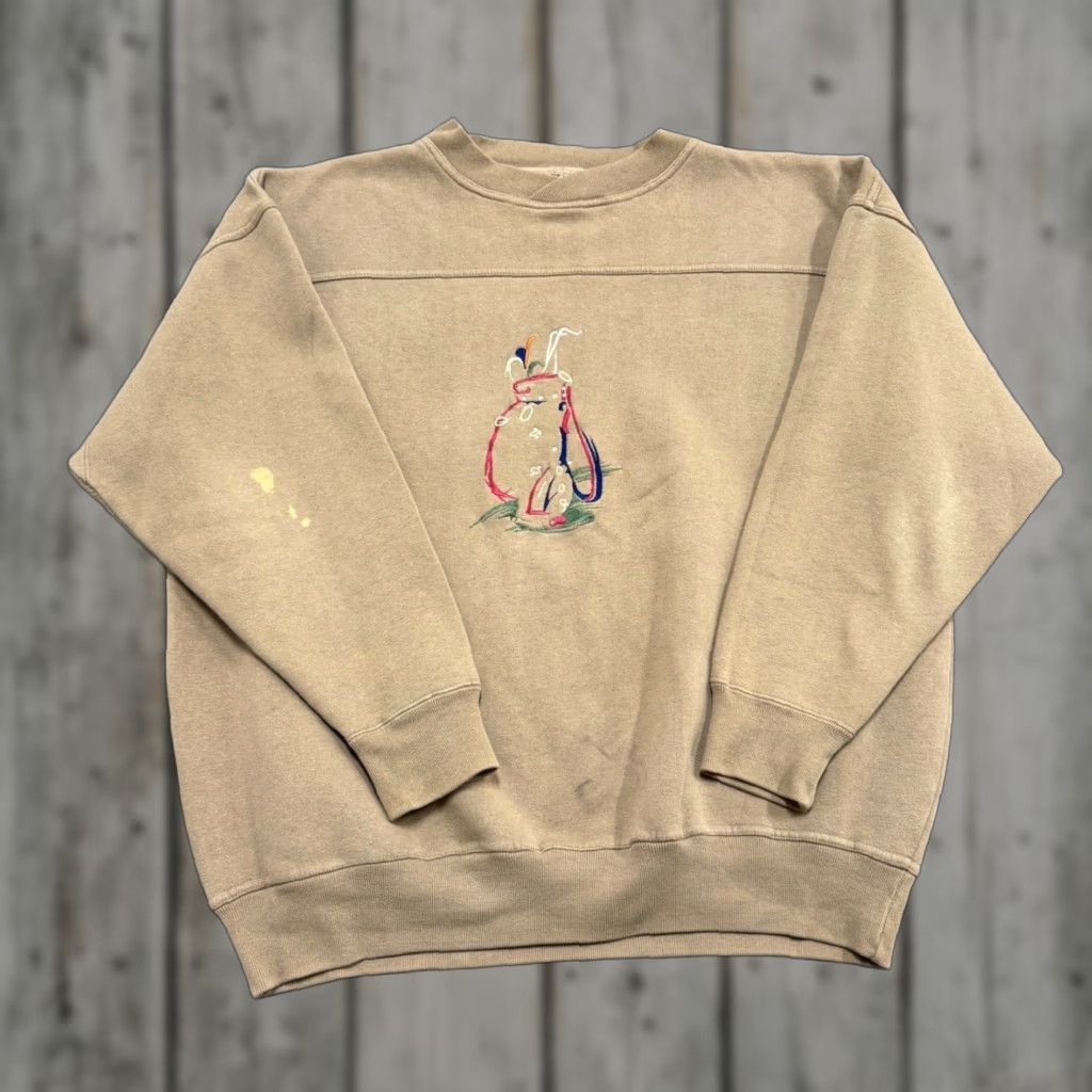 Vintage Crable Sportswear Sweater Pullover Men's XL Embroidered Golf Distressed Beige Cotton Blend Size US XL / EU 56 / 4 - 1 Thumbnail