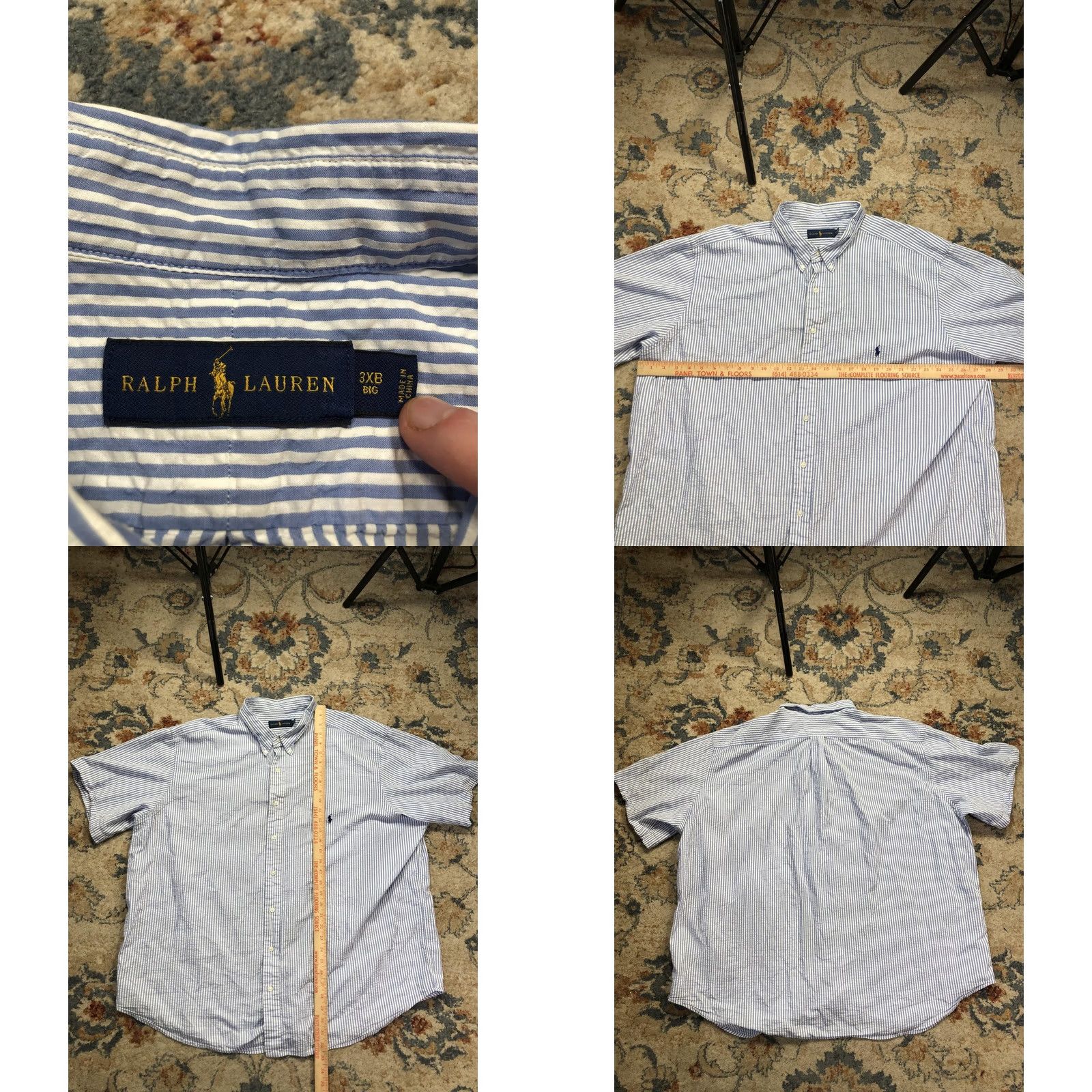 Ralph Lauren VINTAGE Ralph Lauren Shirt Mens Big 3X Blue Stripe Short Sleeve Button-Down Pony Logo Size US XXL / EU 58 / 5 - 8 Thumbnail