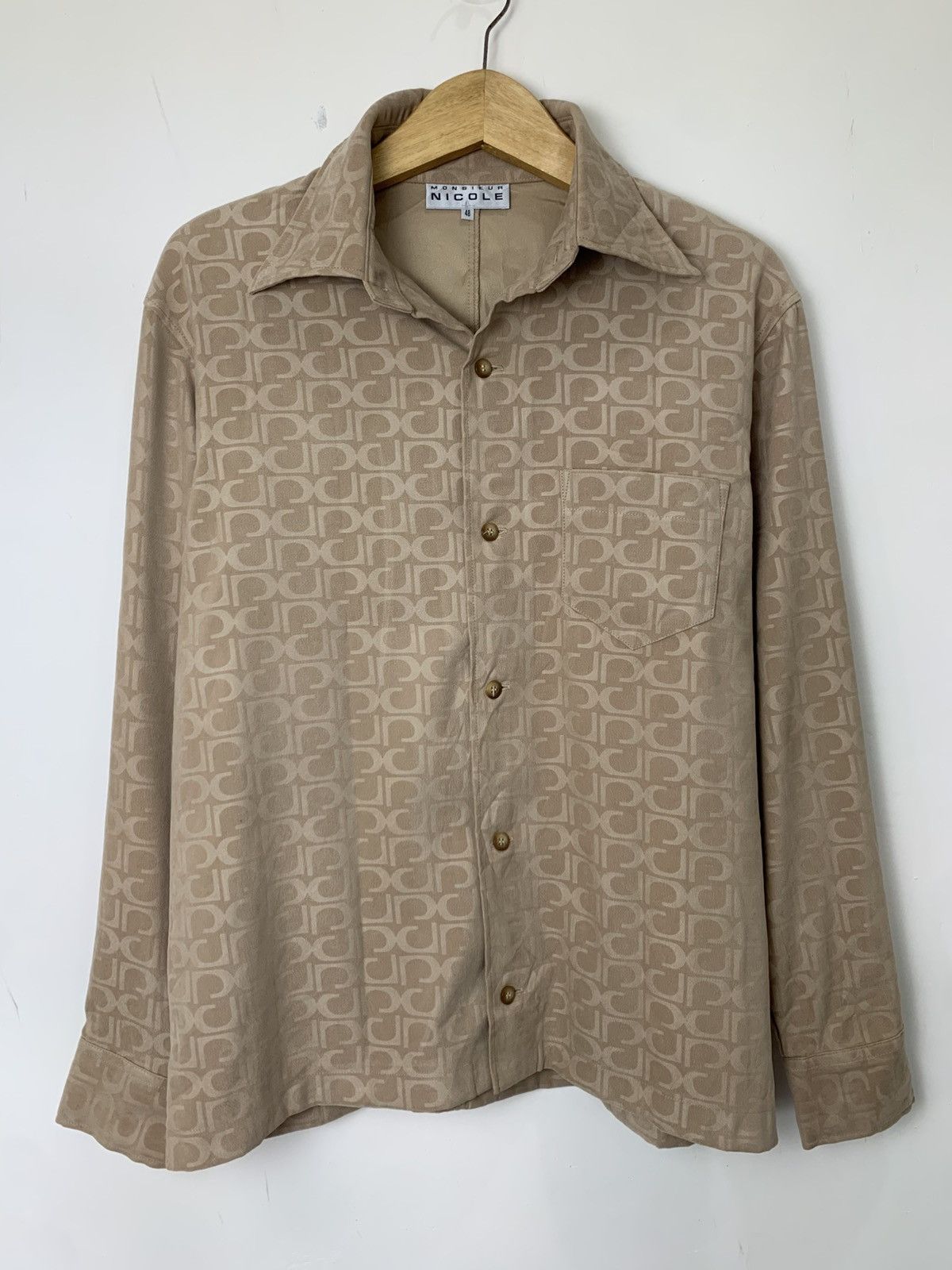 Nicole Club Nicole club monsieur monogram velvet button up Size US M / EU 48-50 / 2 - 2 Thumbnail