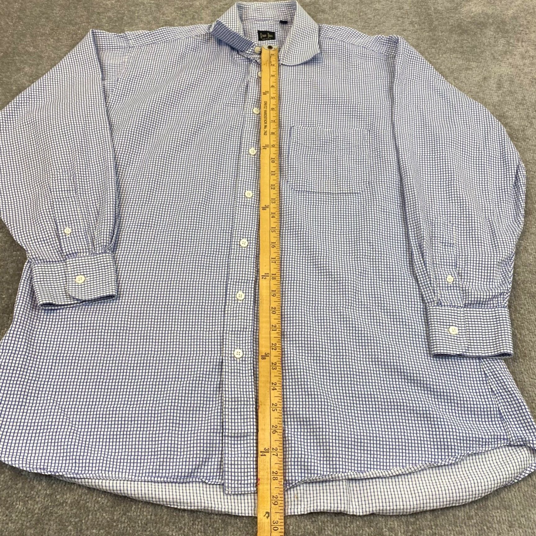 Vintage Gitman Bros Shirt Mens 16.5 / 33 Button Up Blue White Micro Plaid Casual Dress Top USA Size US XL / EU 56 / 4 - 4 Thumbnail