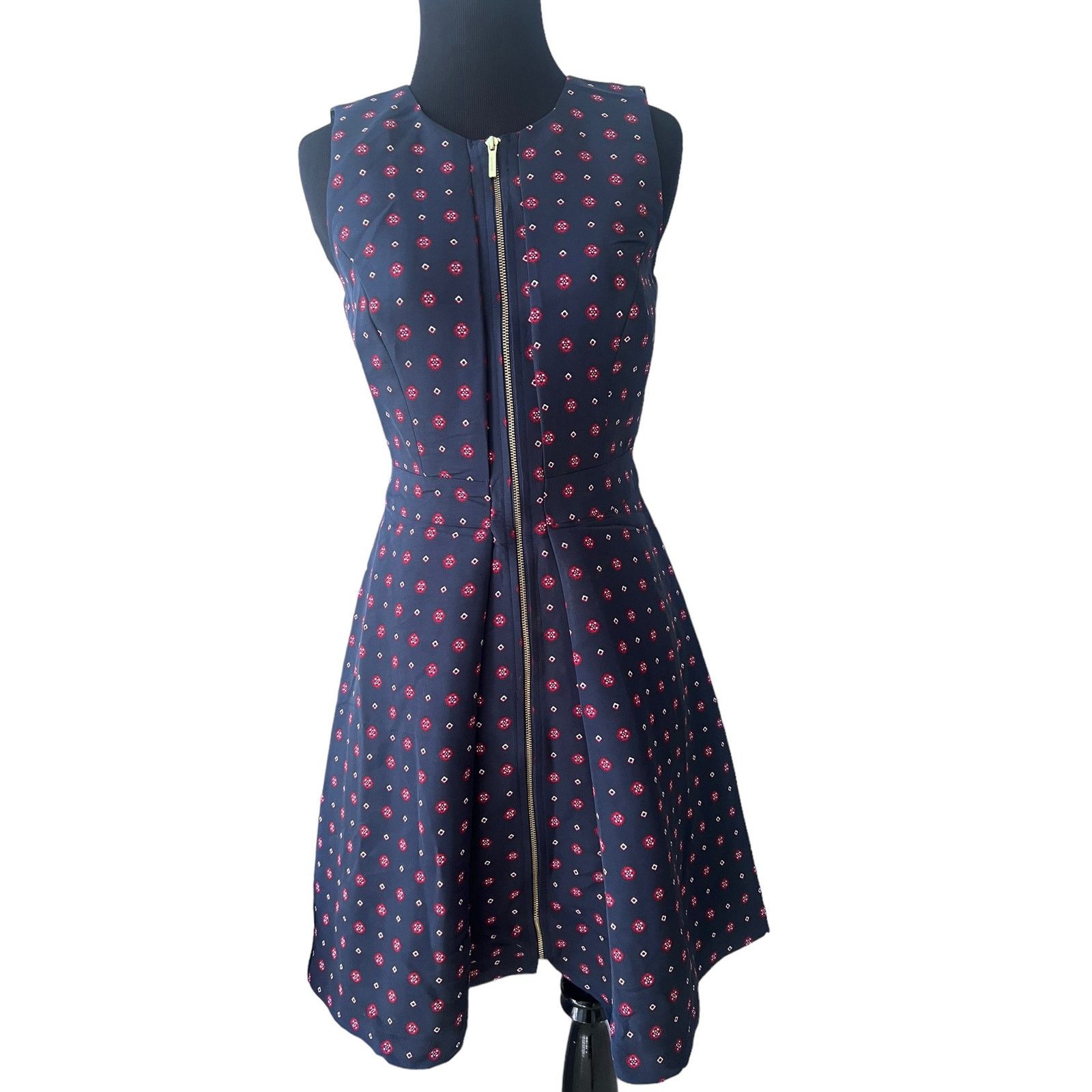 Tommy Hilfiger Tommy Hilfiger A-line Dress Navy Gold Front Zipper Size 0 Size XS / US 0-2 / IT 36-38 - 1 Thumbnail