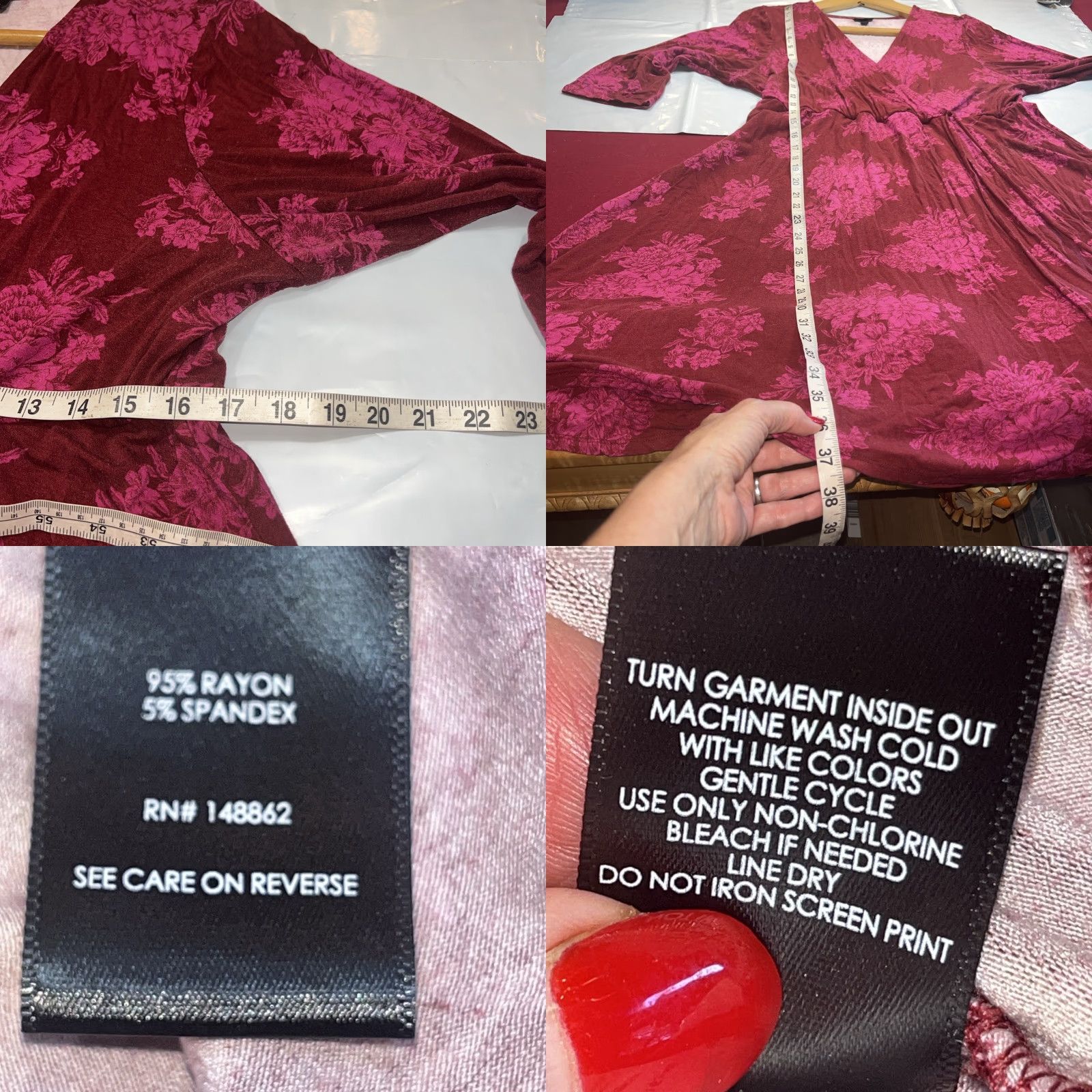 Torrid Torrid Floral Dress V-Neck Wrap Midi 2XL Pink Red Jersey Knit Tie Front Size XXL / US 16-18 / IT 52-54 - 9 Thumbnail