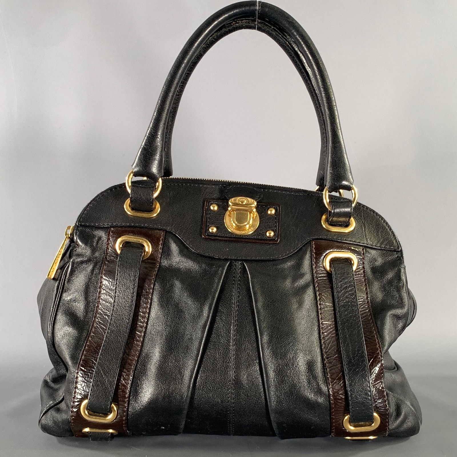 Marc Jacobs MARC JACOBS Black Brown Leather Satchel top Handles Handbag Size ONE SIZE - 1 Thumbnail