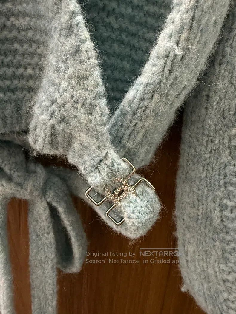 Chanel Chanel 21K light blue tie-up knitted cardigan coat Size XS / US 0-2 / IT 36-38 - 3 Thumbnail