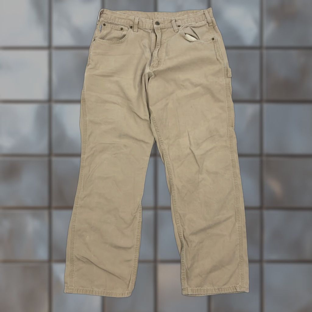 Carhartt Carhartt B159 Loose Fit Canvas Work Pants Men 34x30 Khaki Brown Utility Size US 34 / EU 50 - 1 Thumbnail