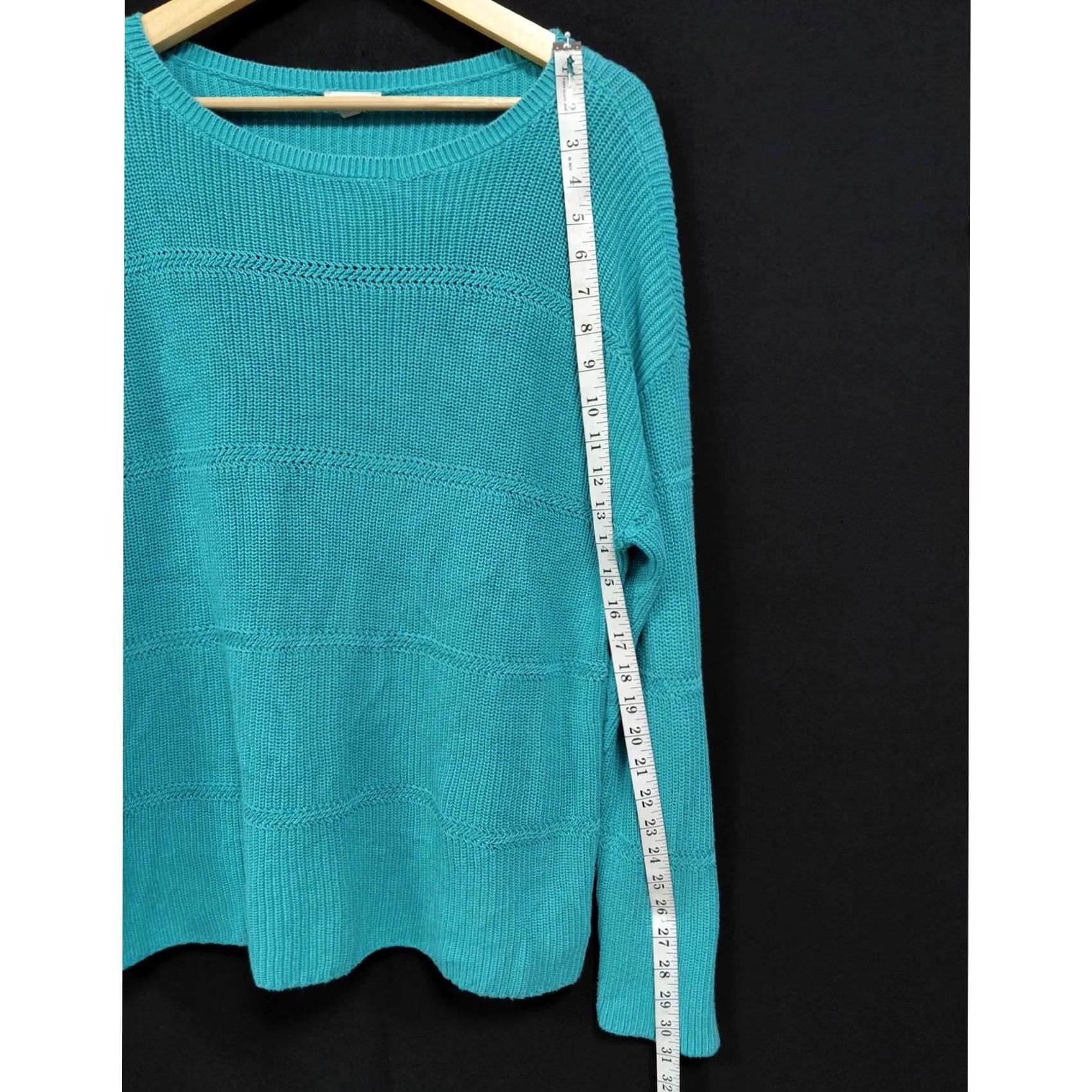 Talbots TALBOTS 100% Cotton Sweater Teal Solid Knit Women XL Crew Neck Long Sleeve Pullover Casual Travel Vintage No Size XL / US 12-14 / IT 48-50 - 4 Thumbnail