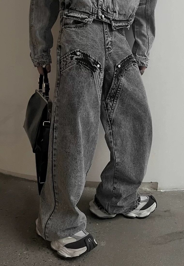 image of Vintage Outdoor Retro Washed Faded Carpenter Jeans Skater Pants in Grey, Men's (Size 30)