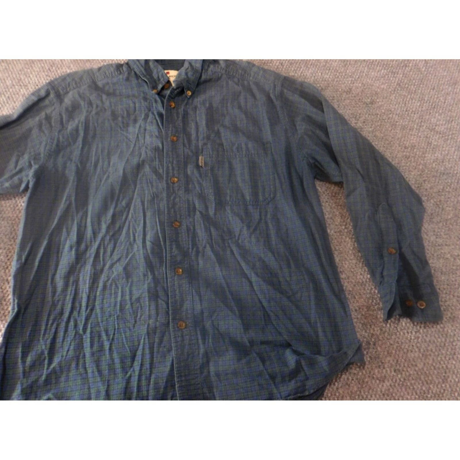 Vintage VINTAGE Woolrich Mens Shirt L Blue Plaid Button-Up Knit Cotton Casual Long Sleeve Button-Down Collar Mens Regular Features Pockets Size US L / EU 52-54 / 3 - 3 Thumbnail