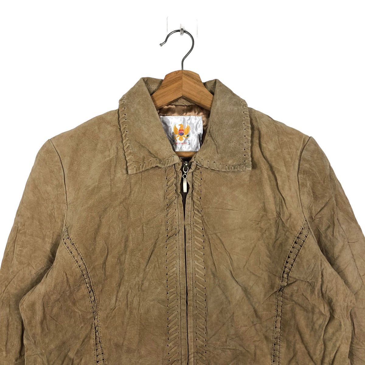 Genuine Leather 🔥Rare 90’s Leather Jacket Cowboy Design Ameri Design Japan Size US L / EU 52-54 / 3 - 3 Thumbnail