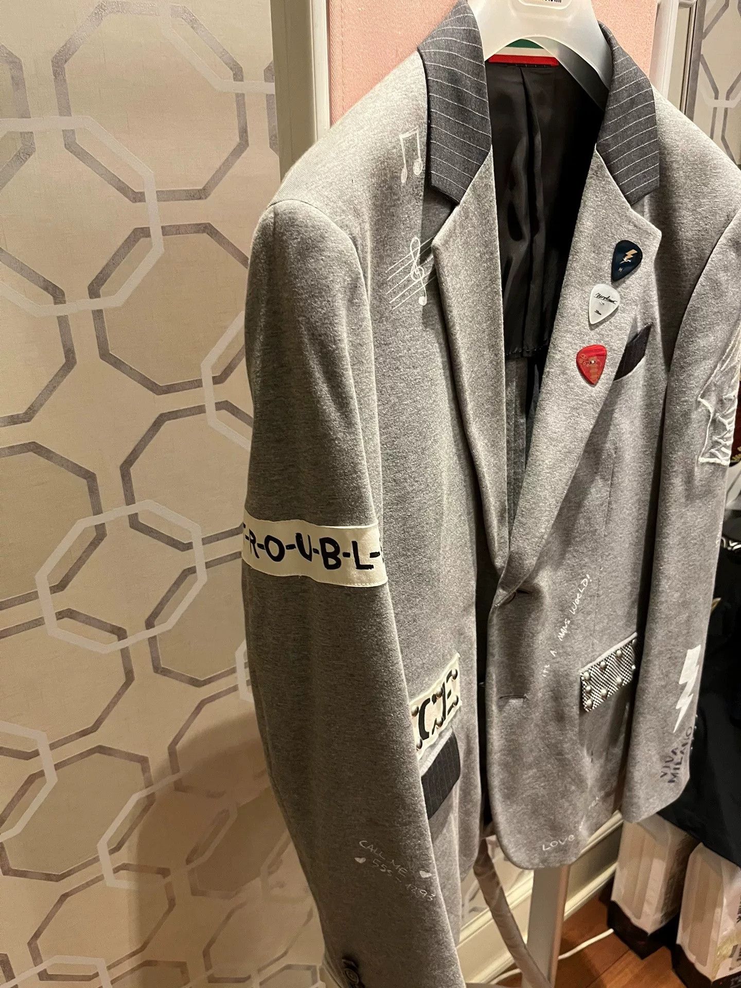 Moschino Moschino Gray Spliced Casual Blazer Size US M / EU 48-50 / 2 - 2 Thumbnail