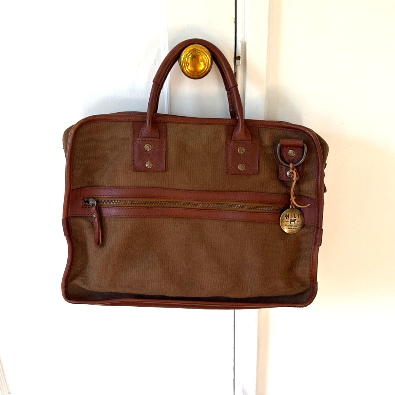 Will Leather Goods Will Leather Goods Aldridge Briefcase in Tobacco Brown Size ONE SIZE - 1 Thumbnail