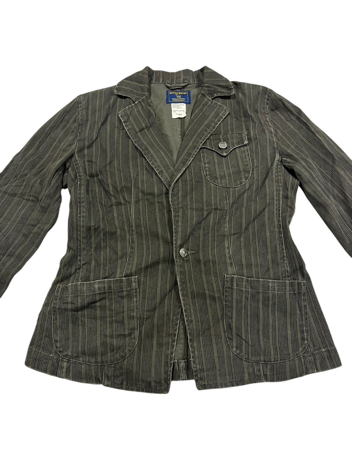 Vintage Vintage Woolrich Stripped Button Up Blazer/Coat Jacket Size US L / EU 52-54 / 3 - 1 Thumbnail